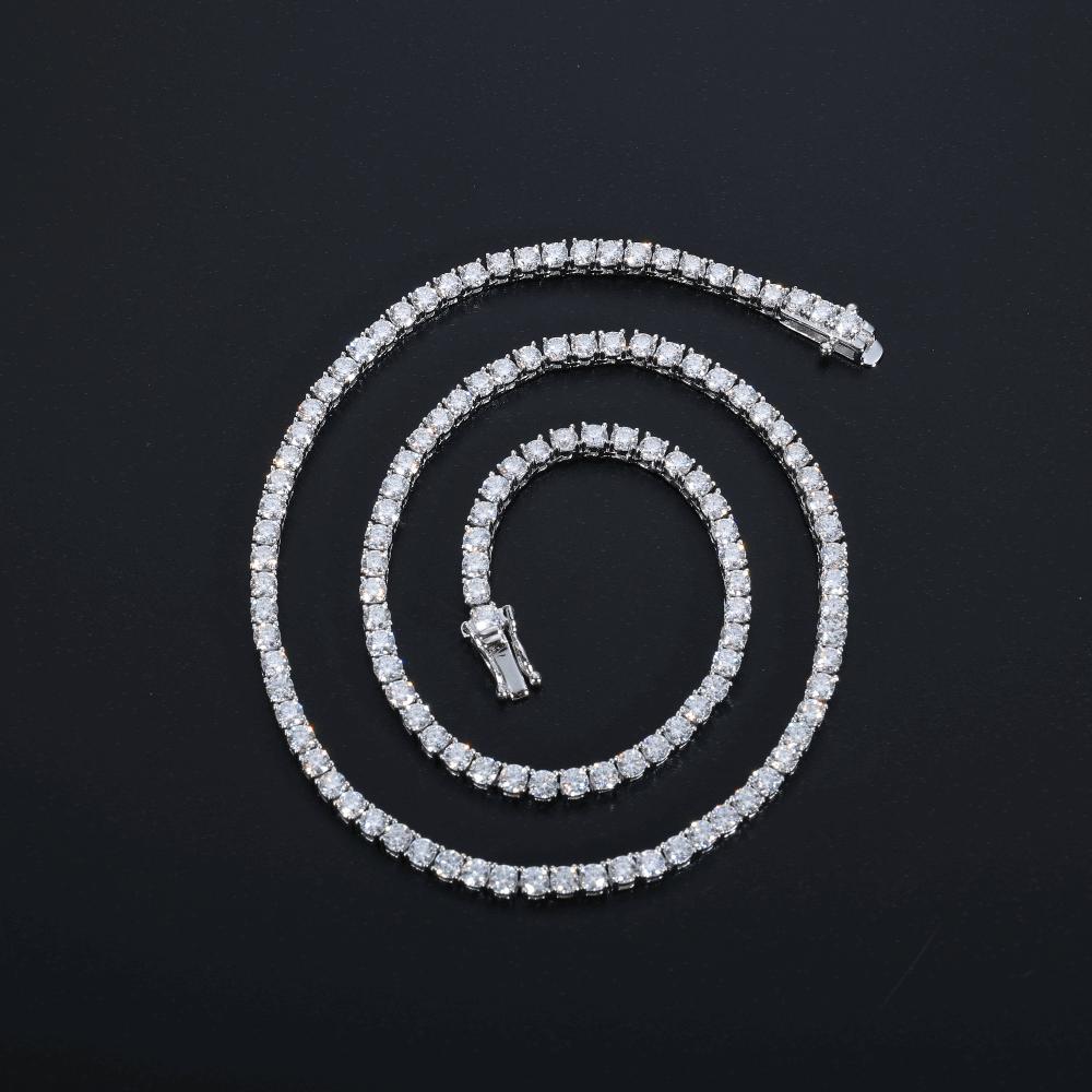 3mm moissanite tennis chain in white gold