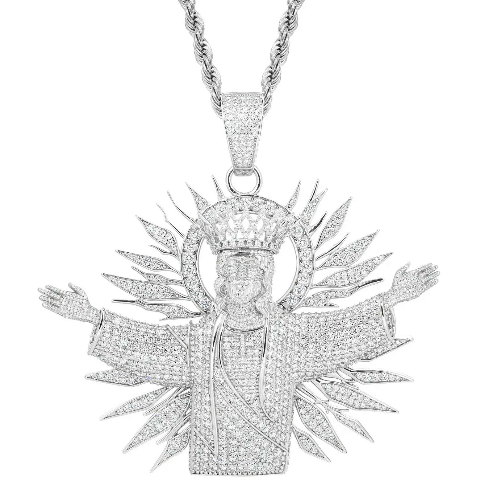 S925 Moissanite Glorious King Jesus Pendant XL Pendant