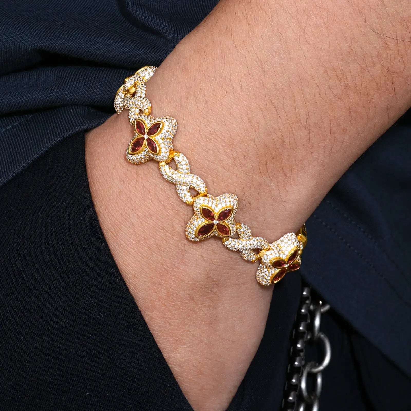 16mm S925 Moissanite Infinity Lucky Clover Link Bracelet