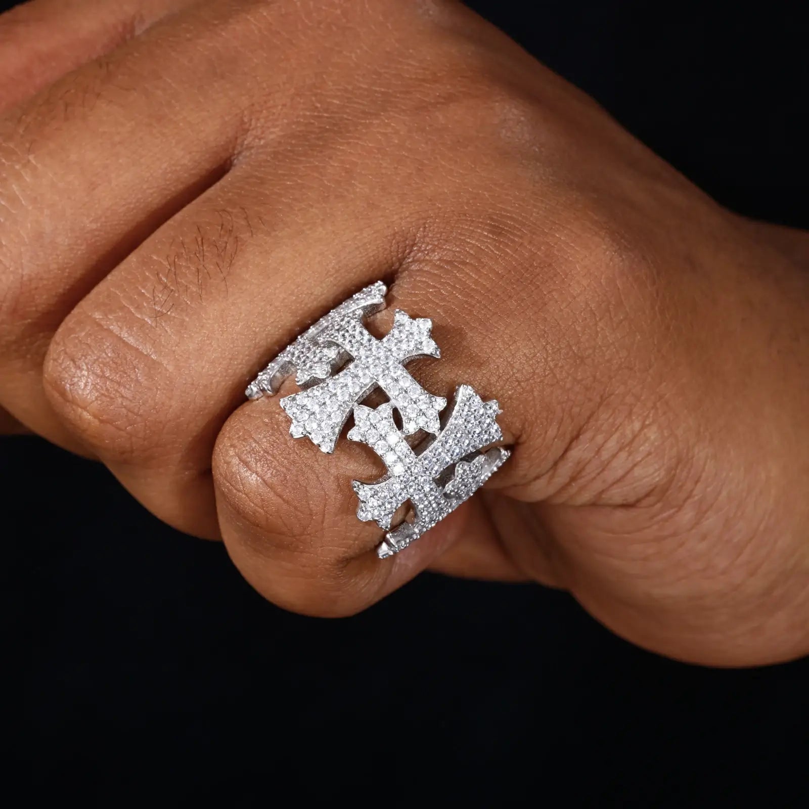 S925 Moissanite Cross Band Ring