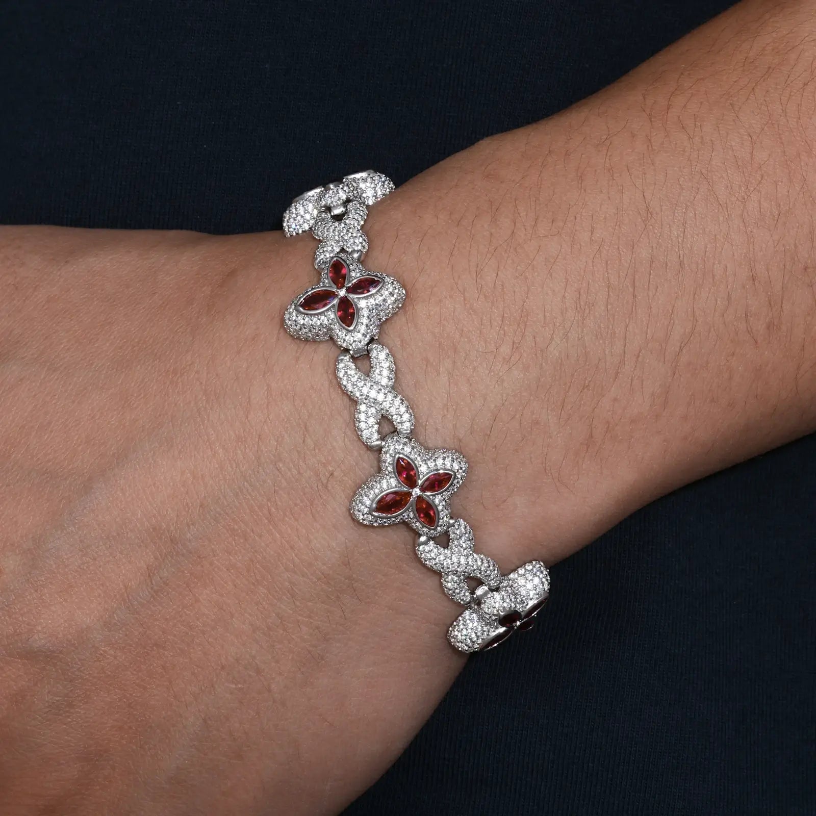16mm S925 Moissanite Infinity Lucky Clover Link Bracelet