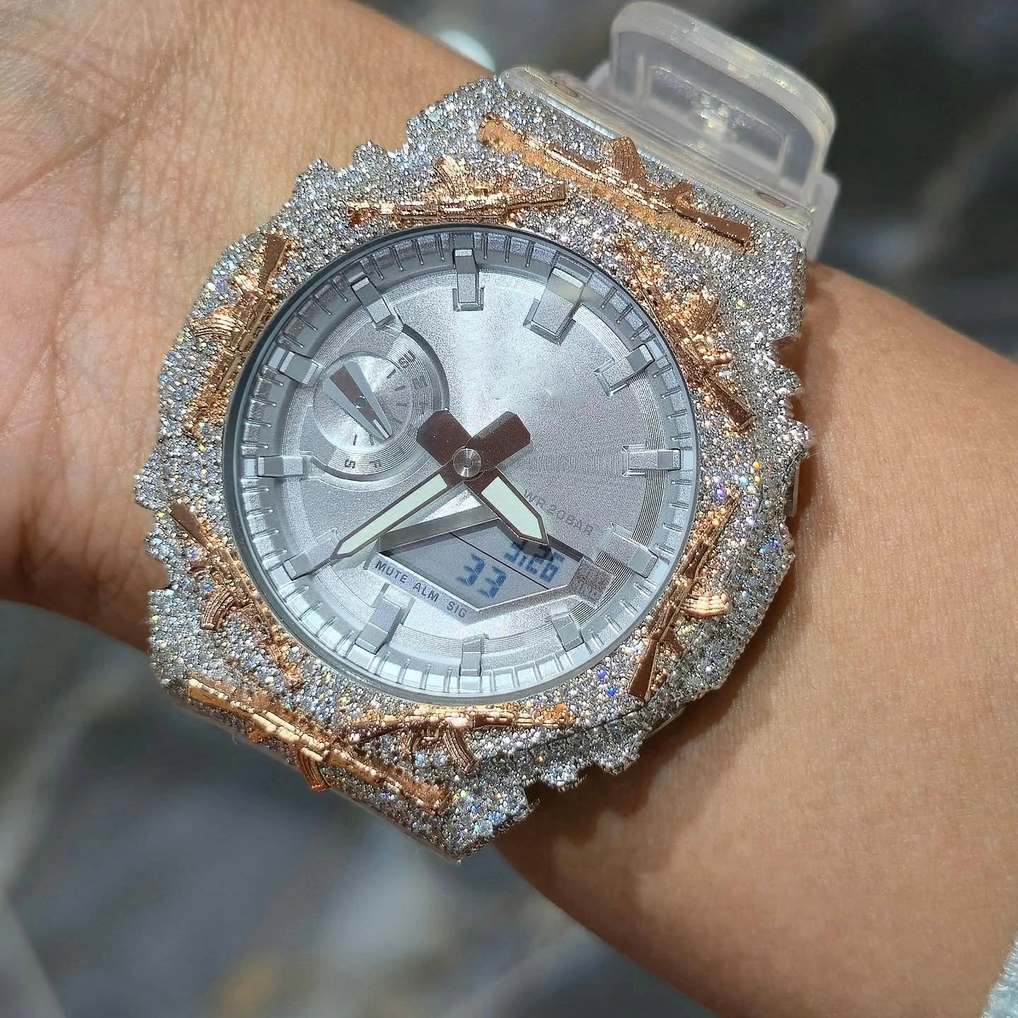 S925 Moissanite AK 47 Watch Bezel for GA2100 Series