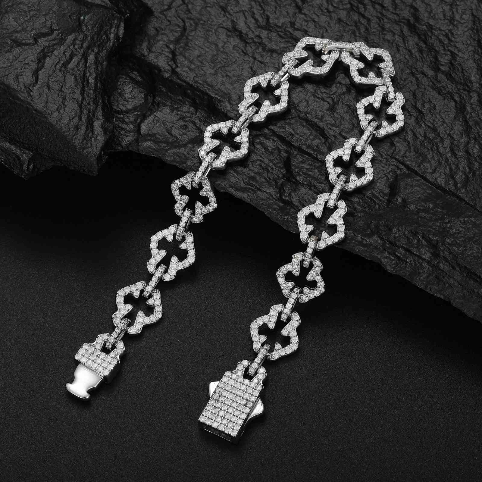 S925 Moissanite Slice Iris Cross Bracelet