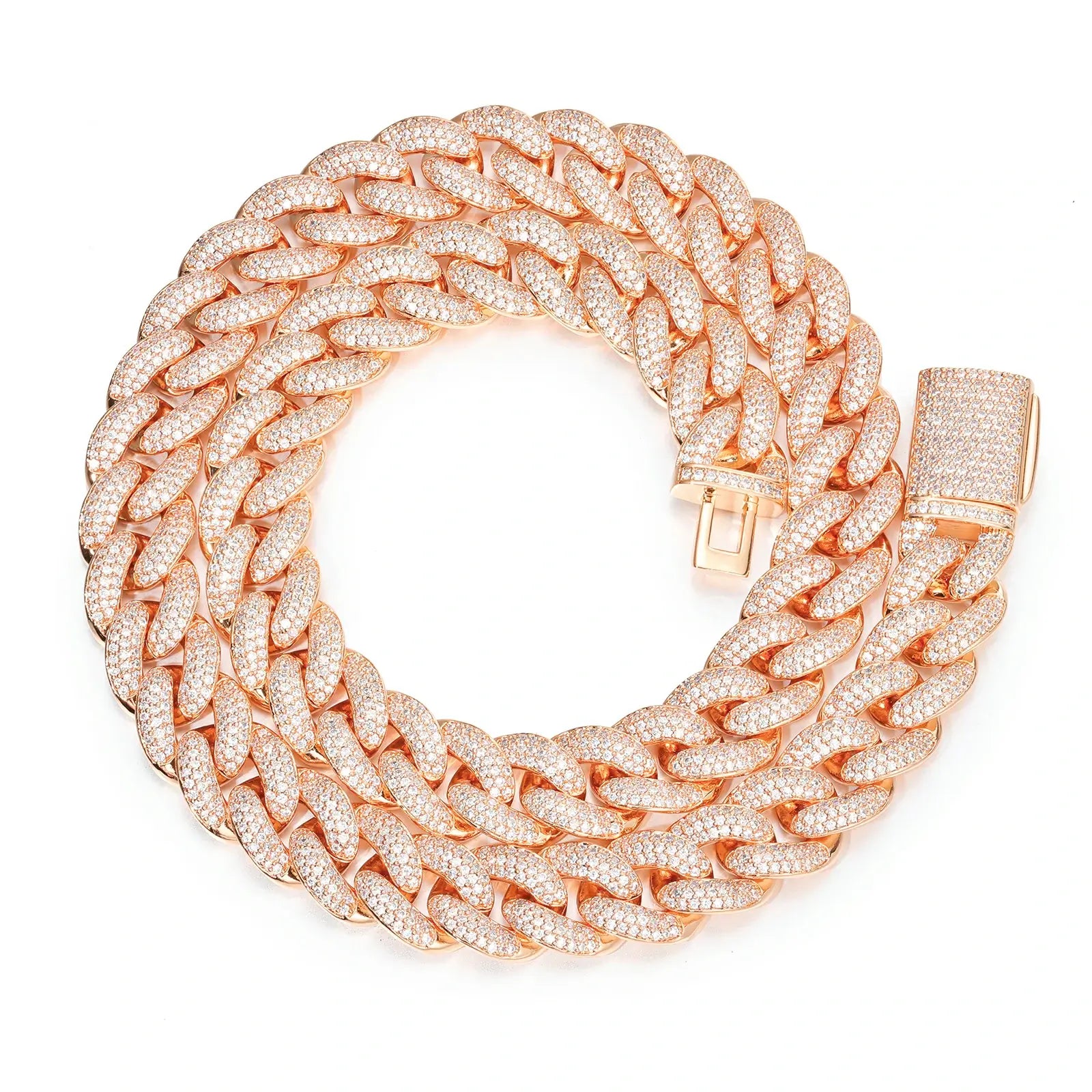 13mm S925 3 Rows Moissanite Curb Cuban Link Chain