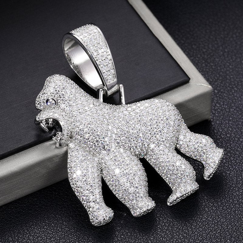 S925 Micro Moissanite Chimpanzee Pendant