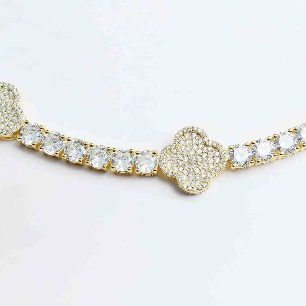 4mm four leaf clover moissanite bracelet gold color