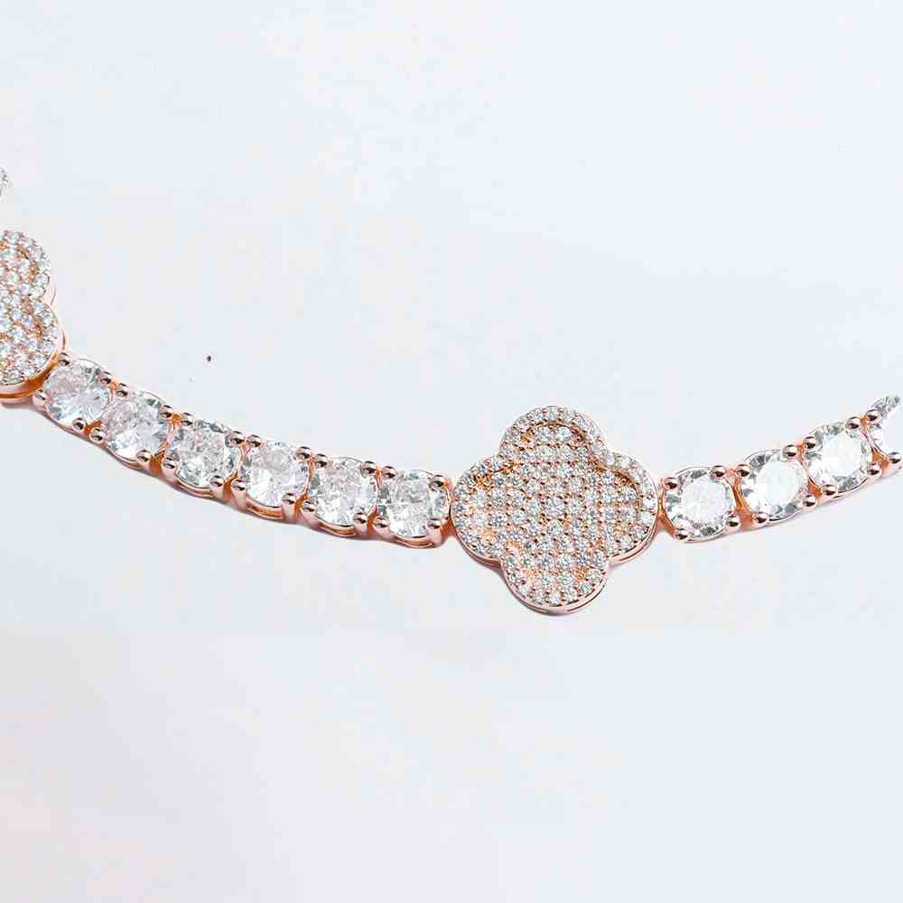 4mm four leaf clover moissanite bracelet rose gold color