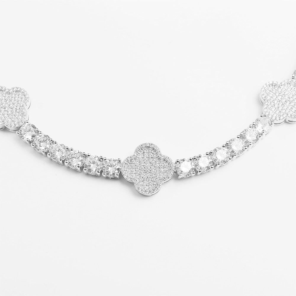 4mm four leaf clover moissanite bracelet white gold color
