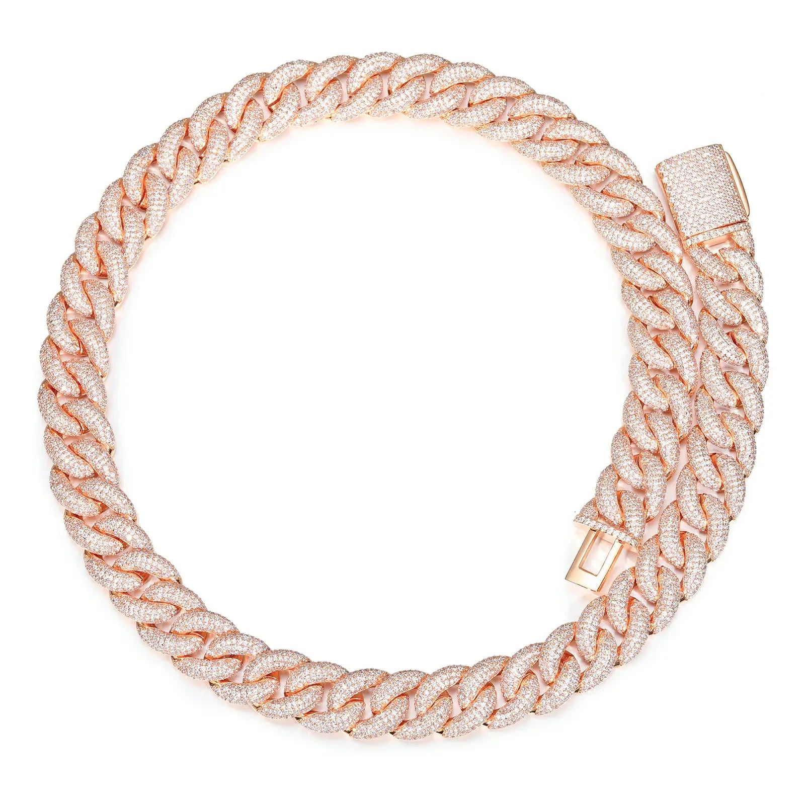 14mm S925 4 Rows Moissanite Curb Cuban Link Chain