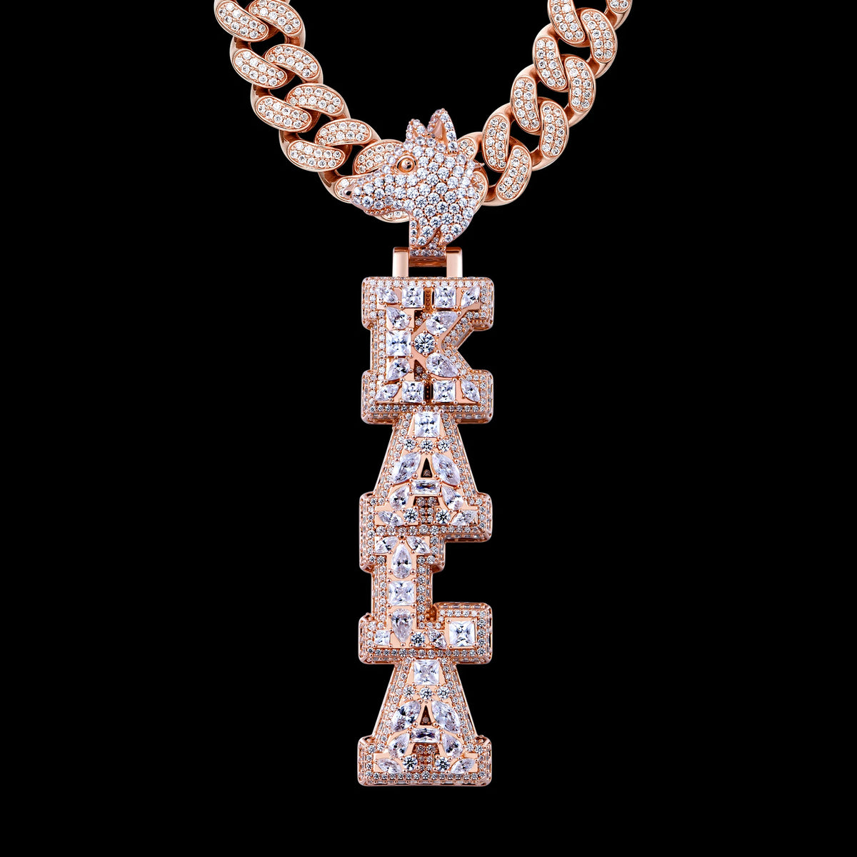 Custom Multi-Layer Fully Iced Vertical Letter Pendant