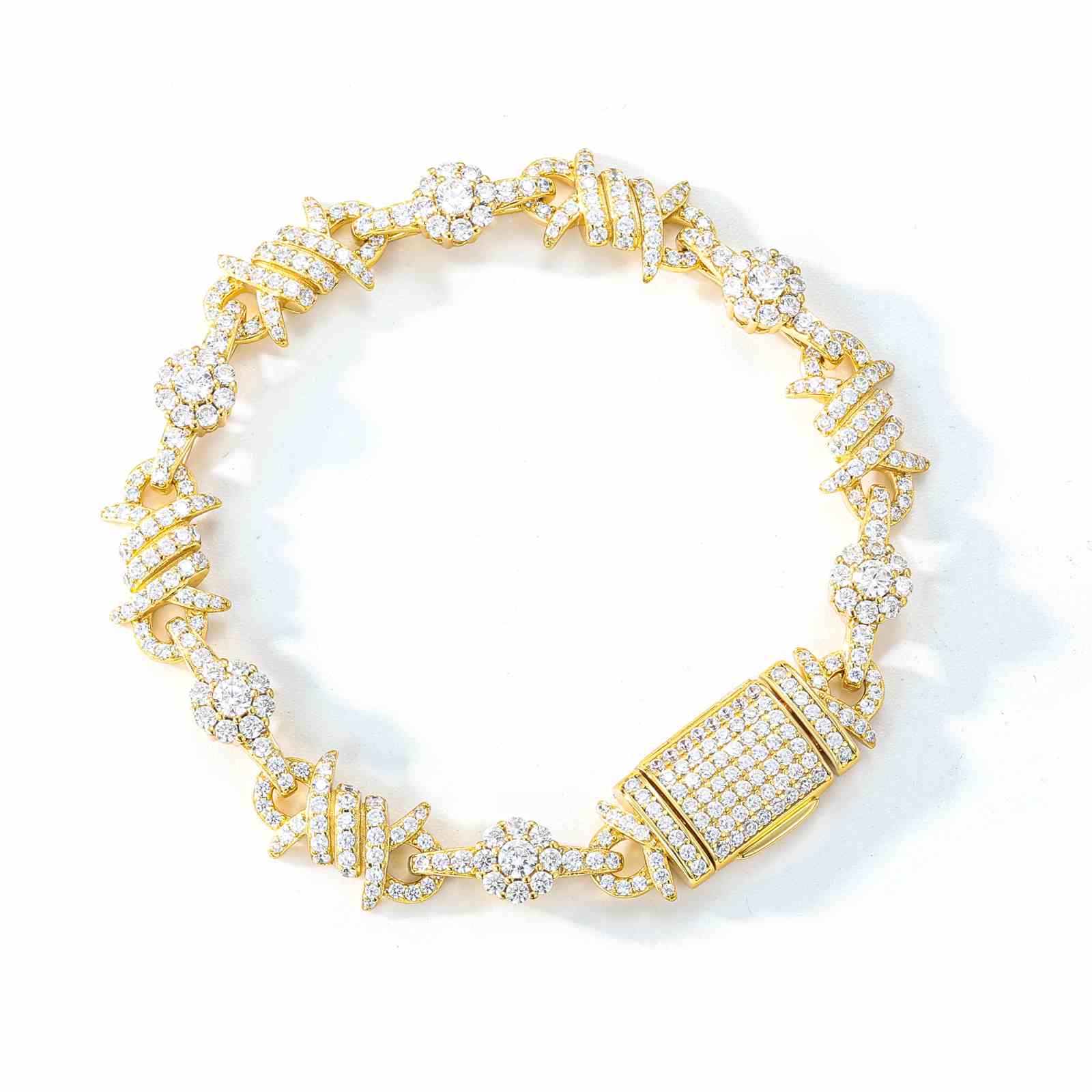 10mm S925 Moissanite Thorns Halo Link Bracelet