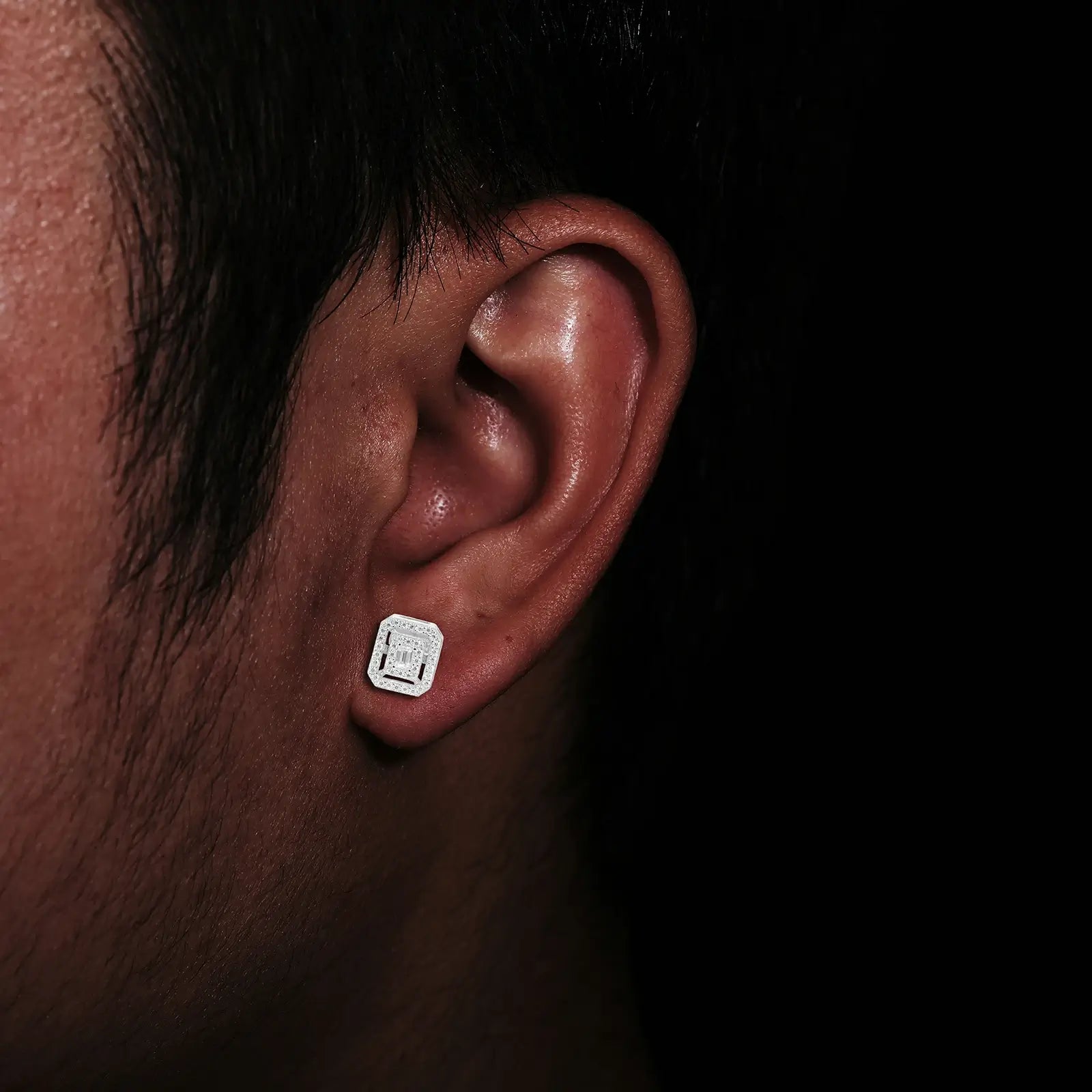 S925 Moissanite Window Stud Earrings