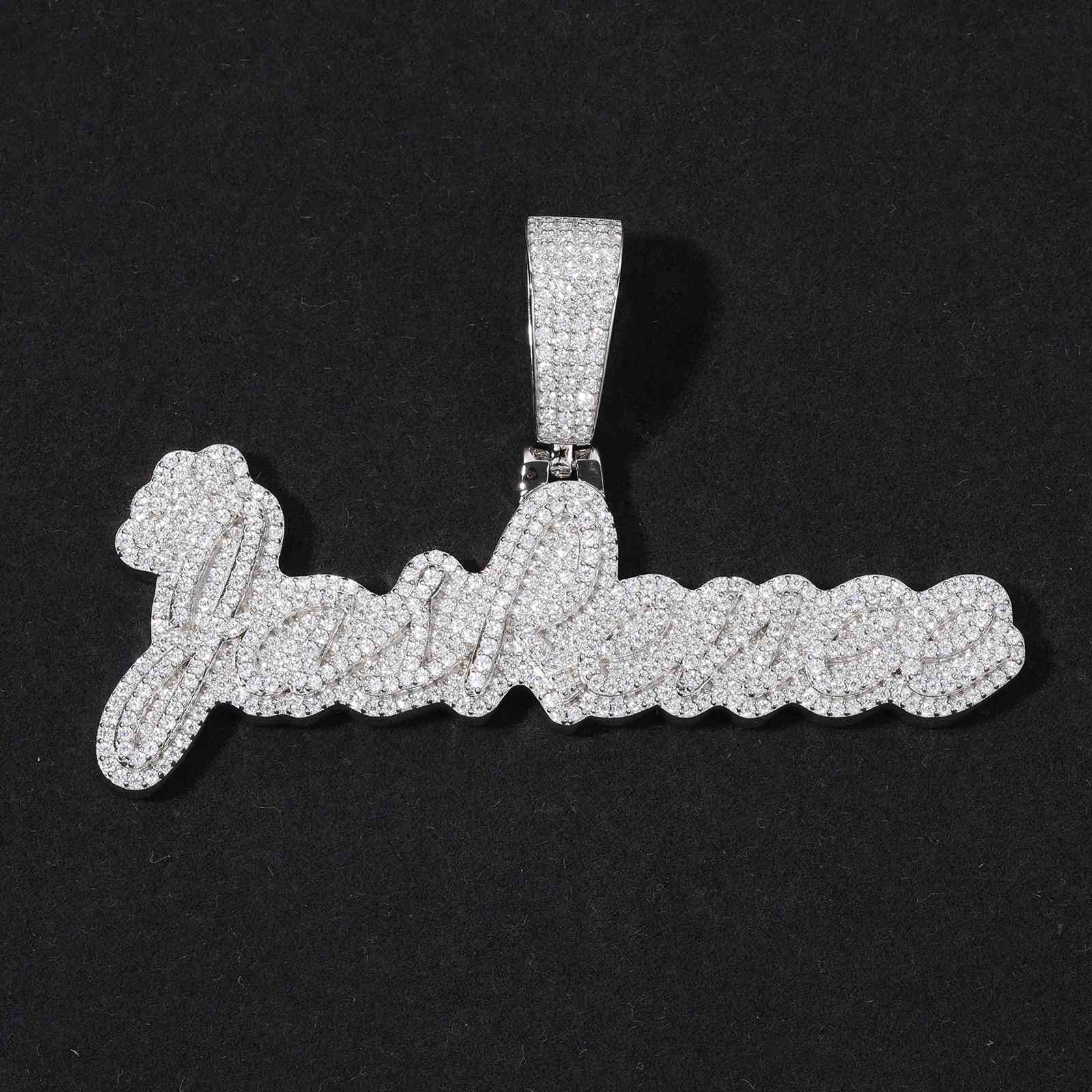 1 Row Cursive Name Pendant With Backplane