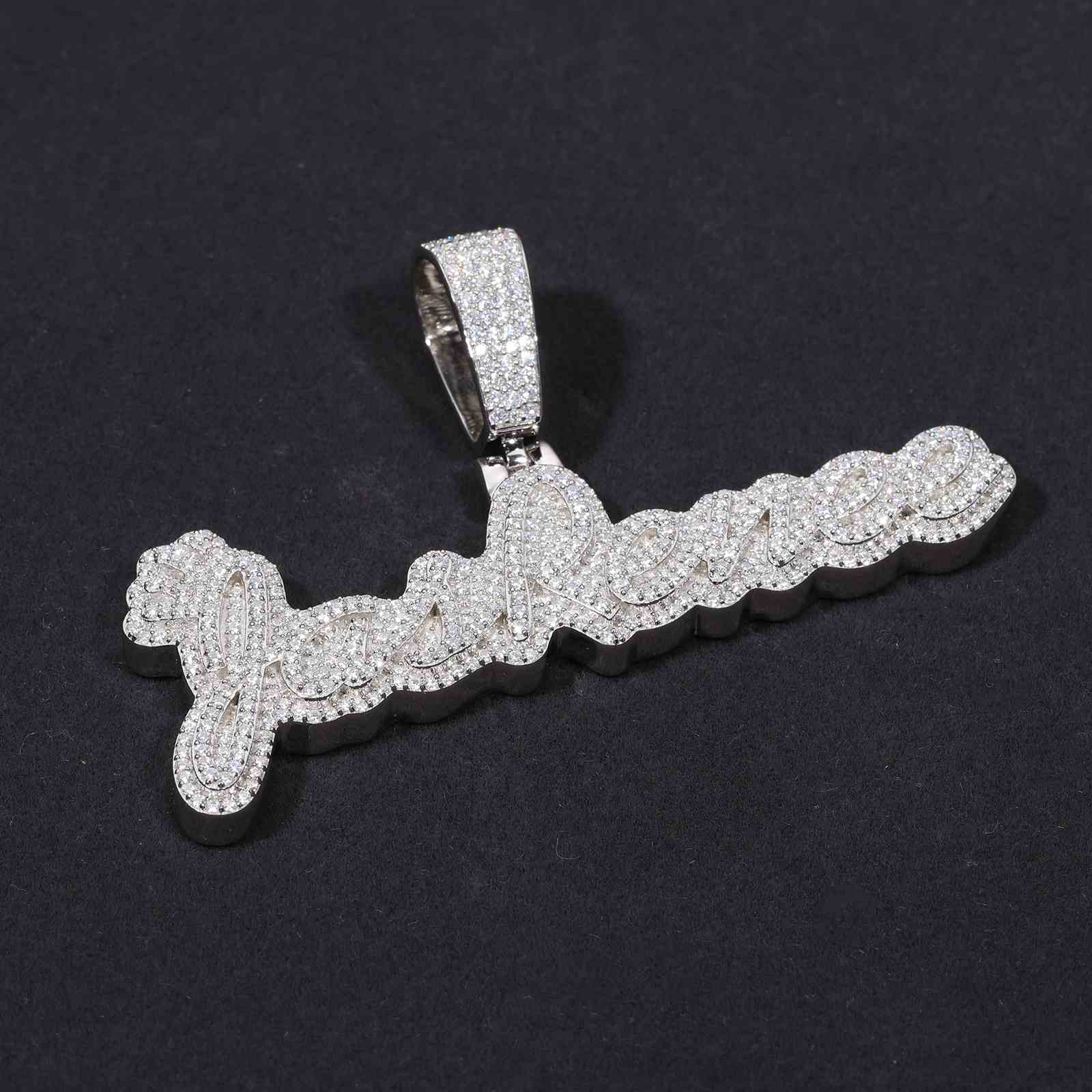 1 Row Cursive Name Pendant With Backplane