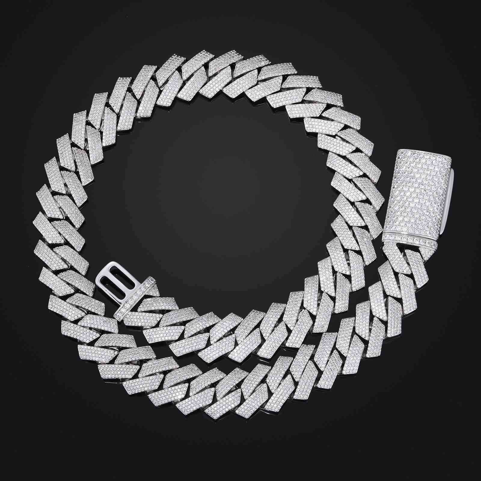 20mm Prong 4 Rows CZ Diamond Cuban Link Chain