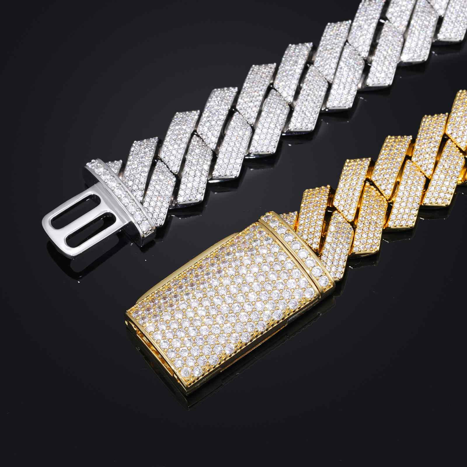 20mm Prong 4 Rows CZ Diamond Cuban Link Chain