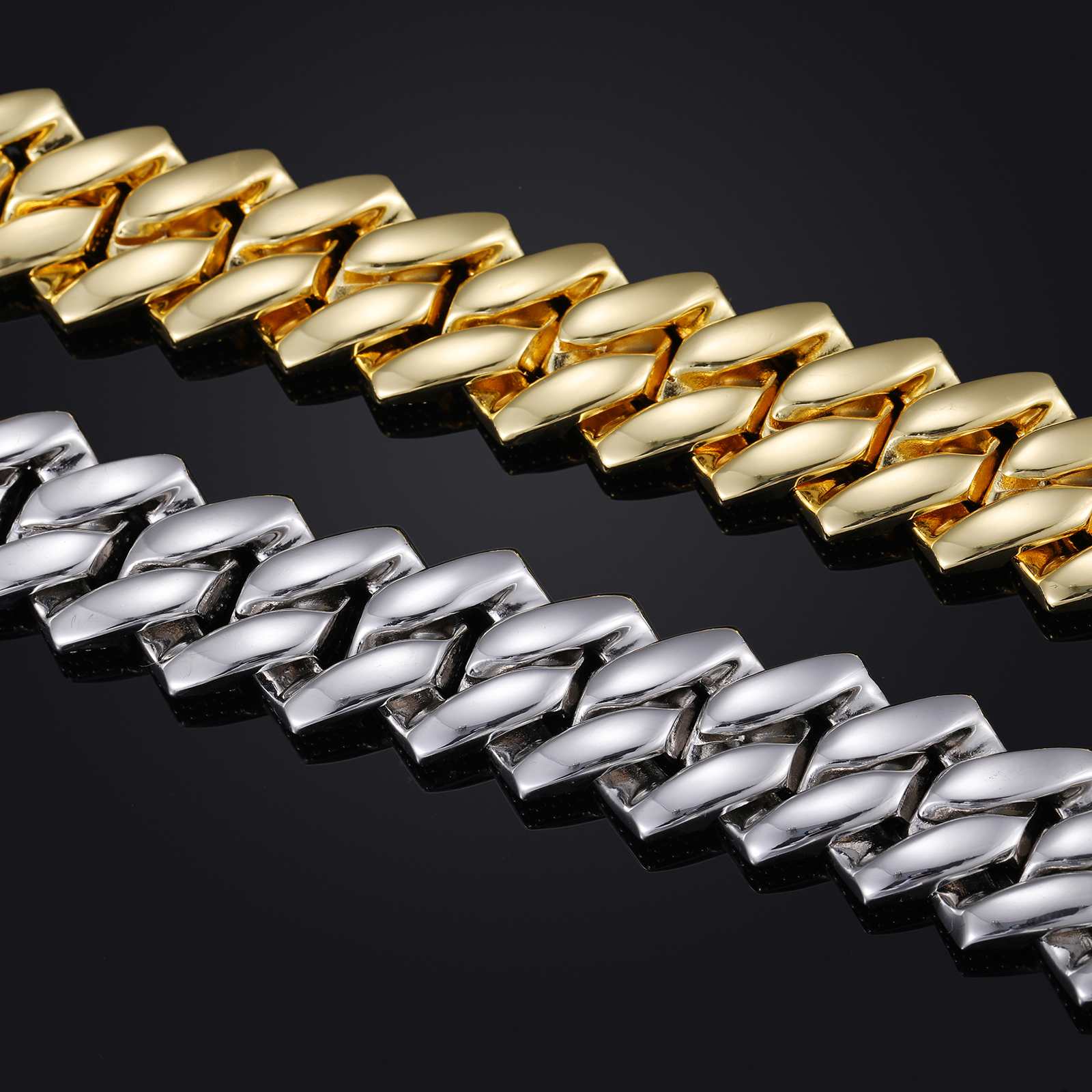 20mm Prong 4 Rows CZ Diamond Cuban Link Chain