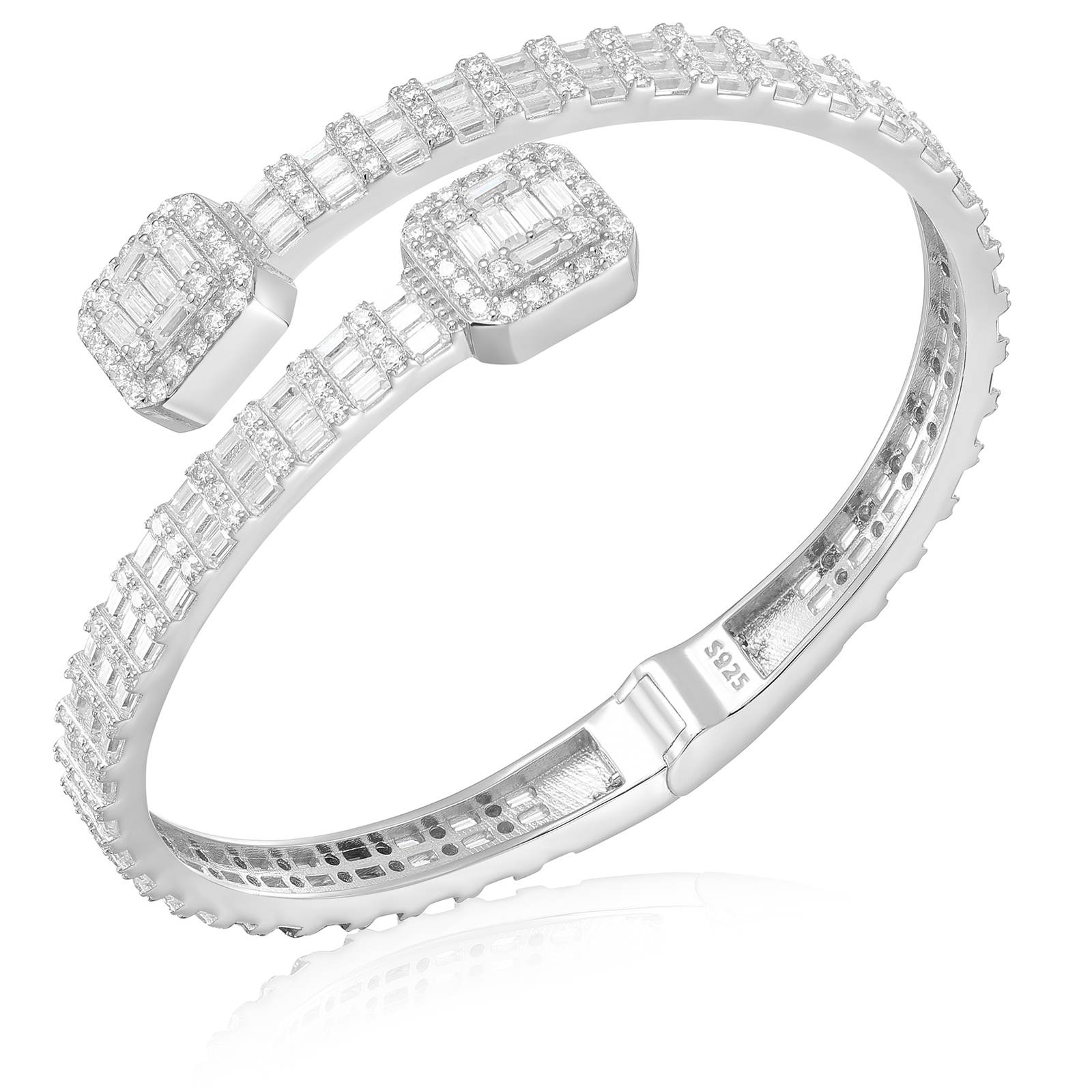 S925 Baguette Moissanit Armreif