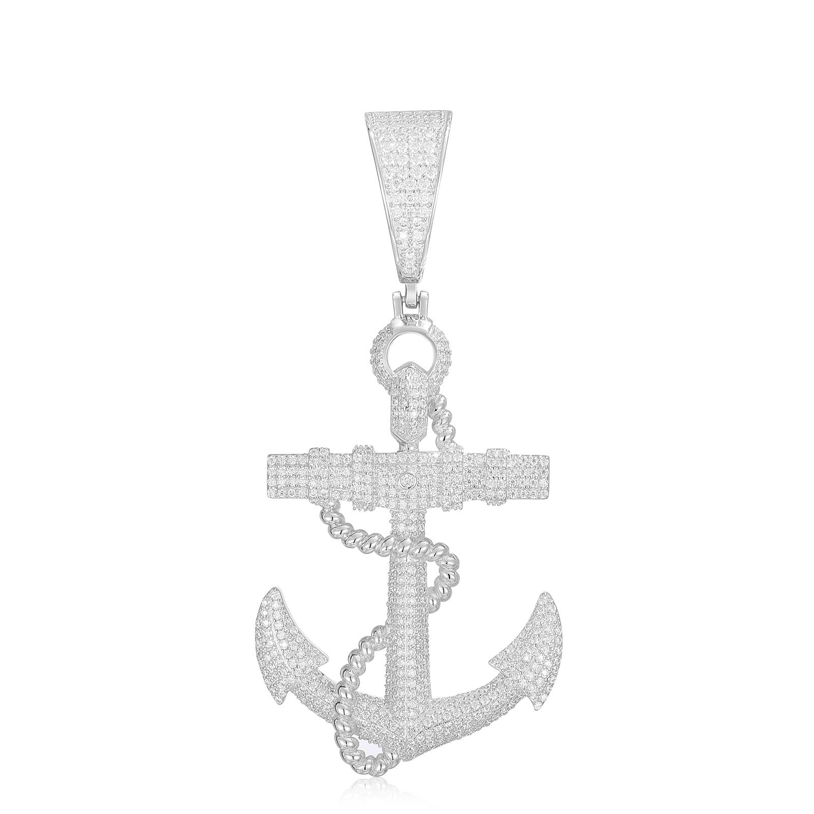 S925 Micro Moissanite Anchor Pendant
