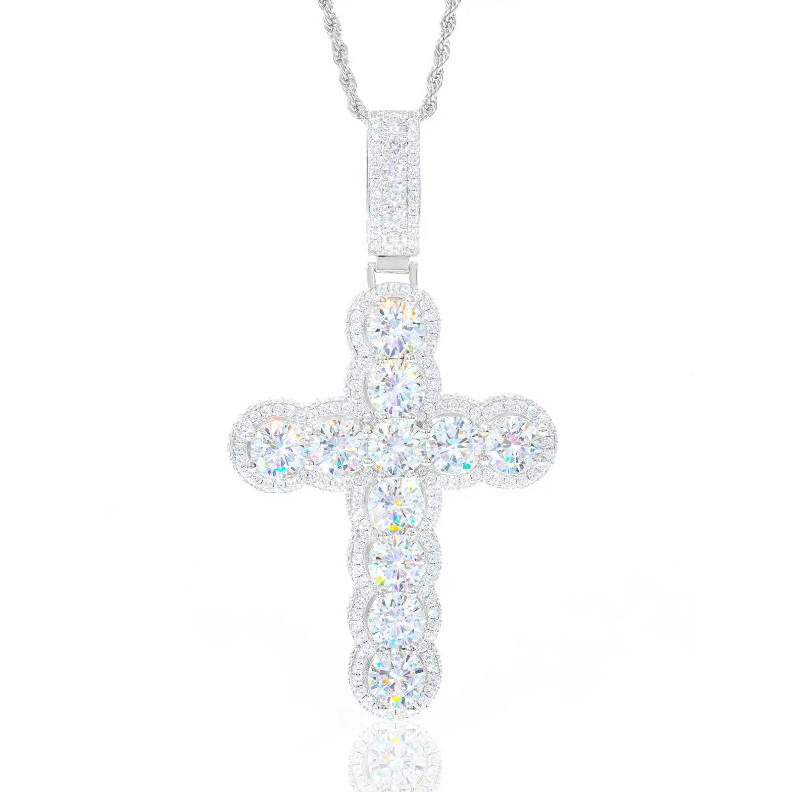 Oversized Halo Cross Pendant