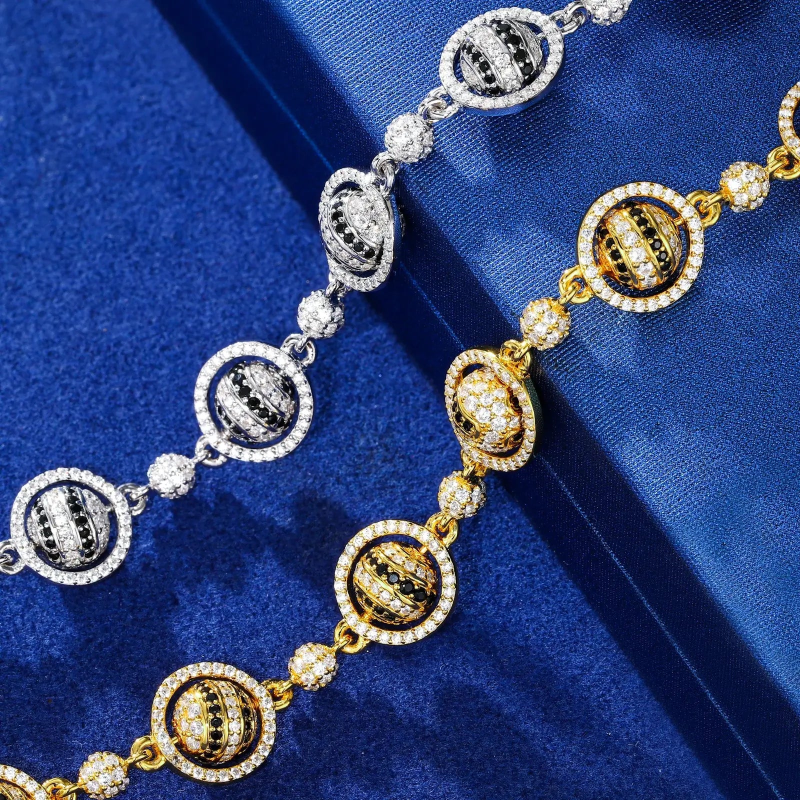 12mm S925 Moissanite Rotating Planet Link Bracelet