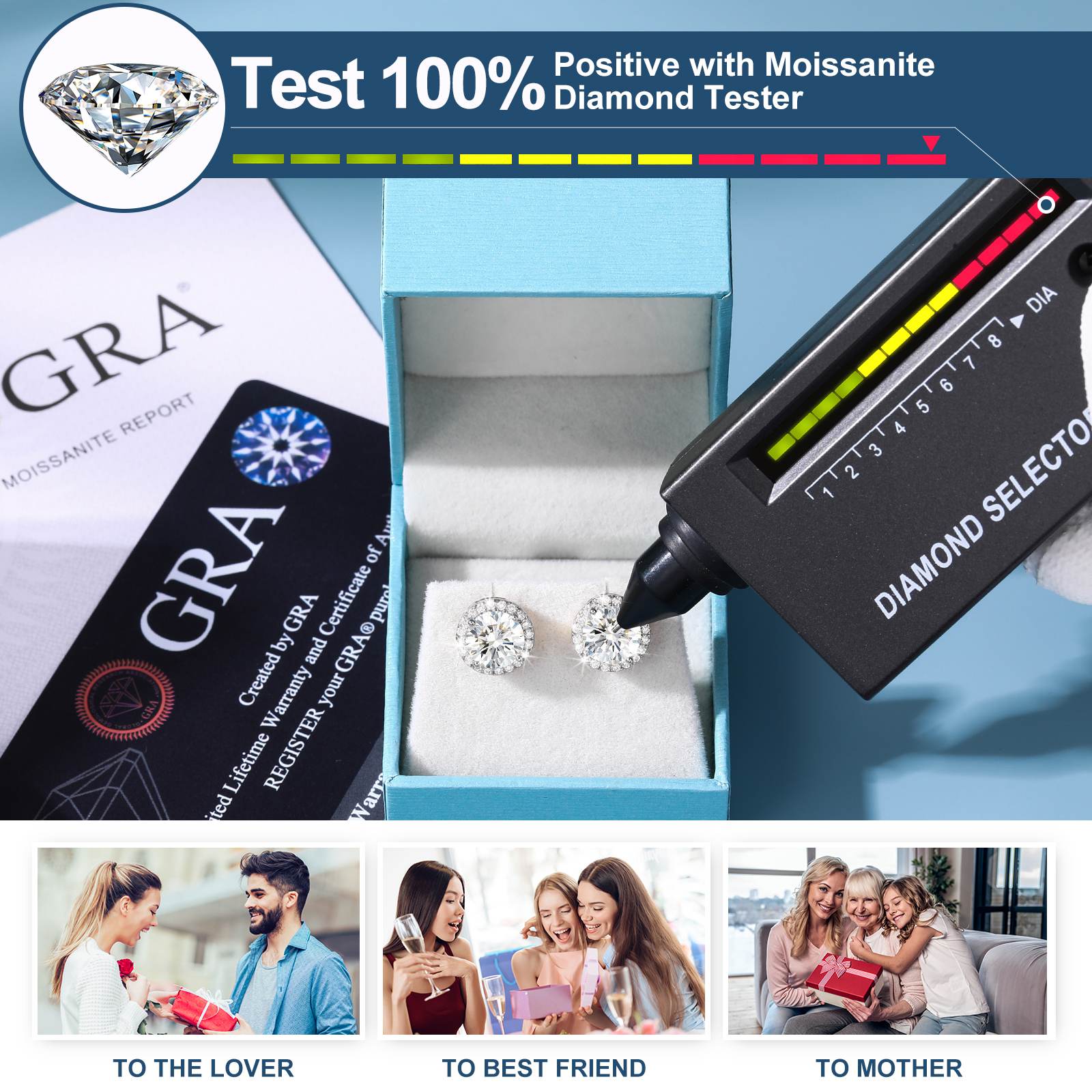 S925 Moissanite Halo Stud Earrings