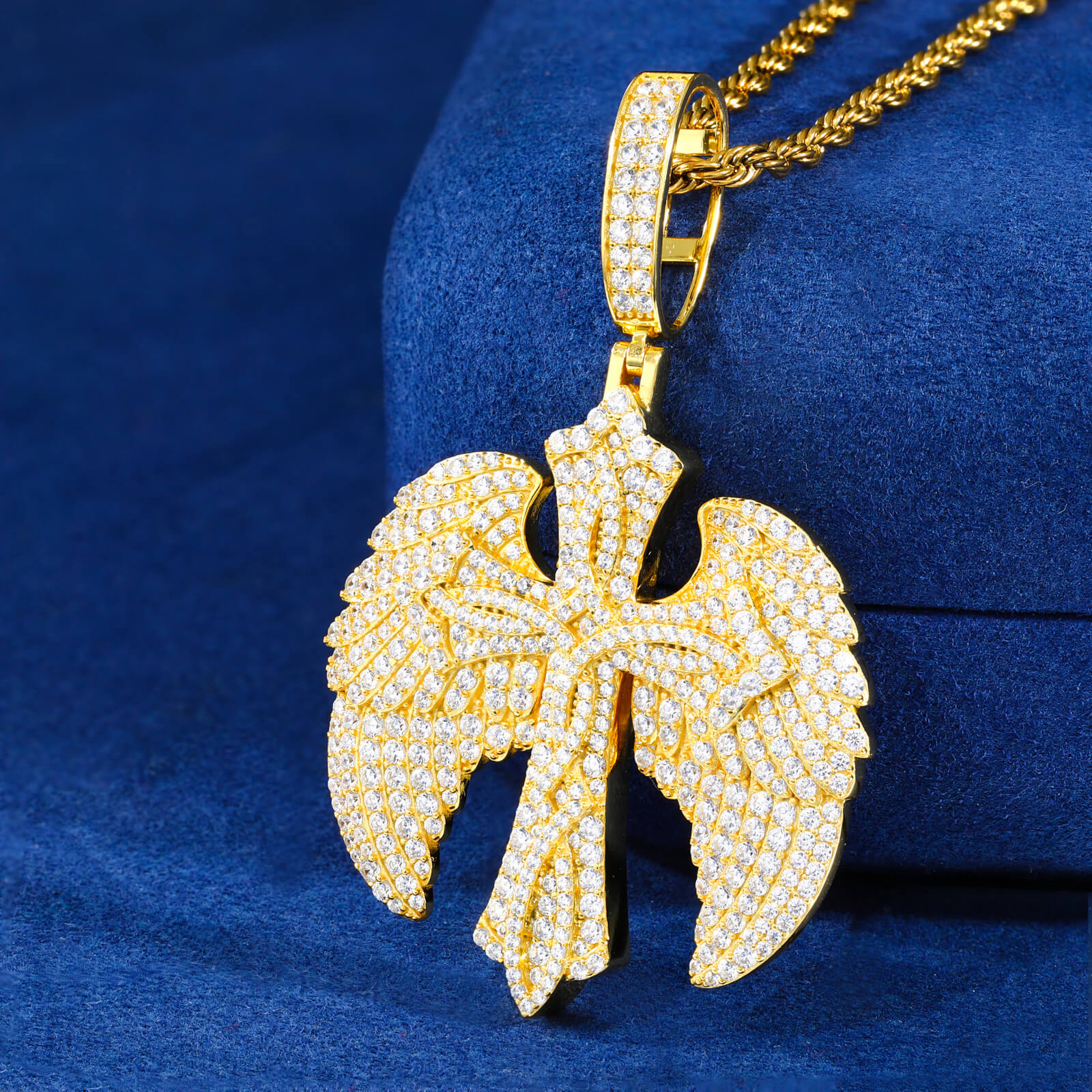 S925 Moissanite Celtic Cross Wing Pendant