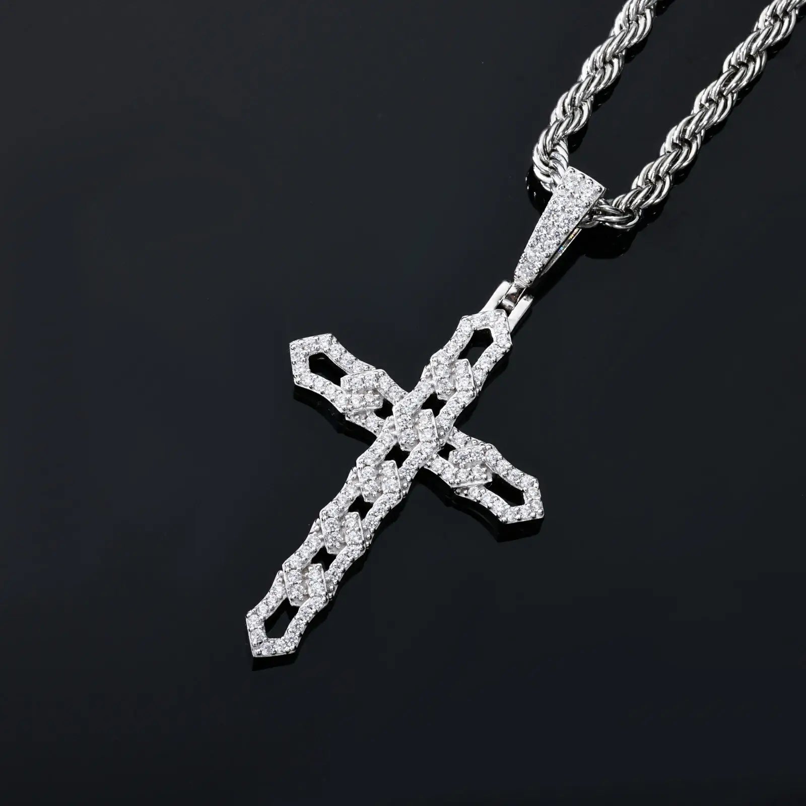 S925 Moissanite Pins Cross Pendant
