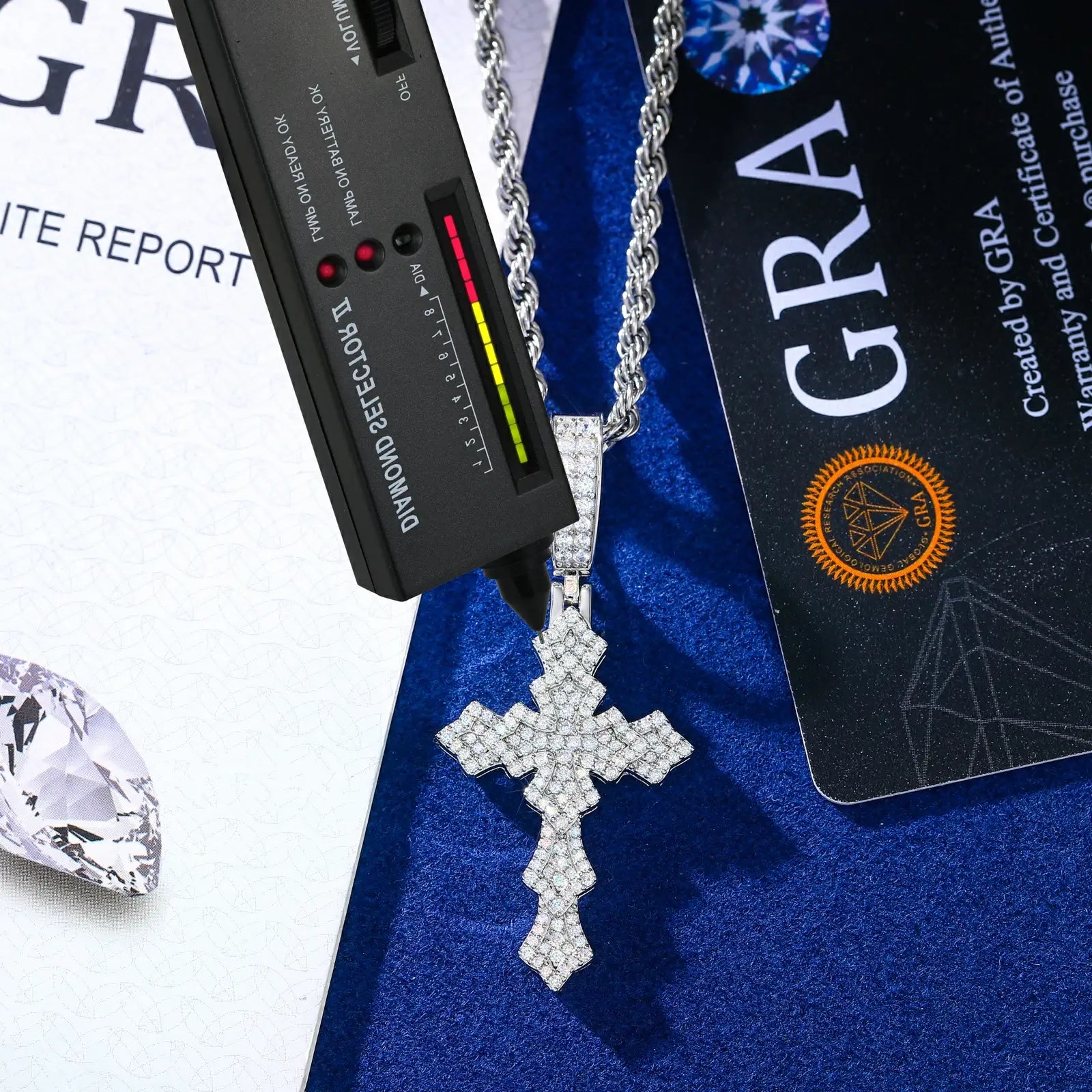 S925 Moissanite Layered Cross Pendant