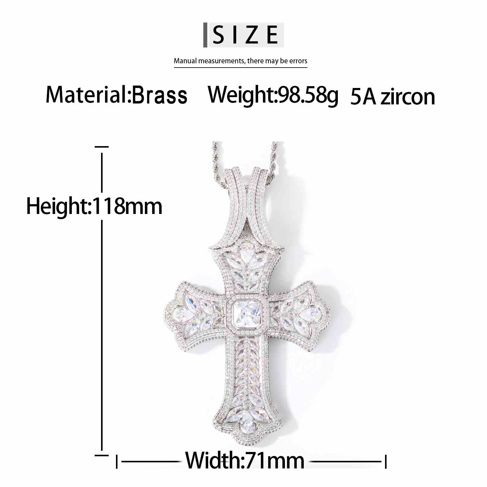 (CZ)Luxurious Pear Cut CZ Iris Cross Pendant