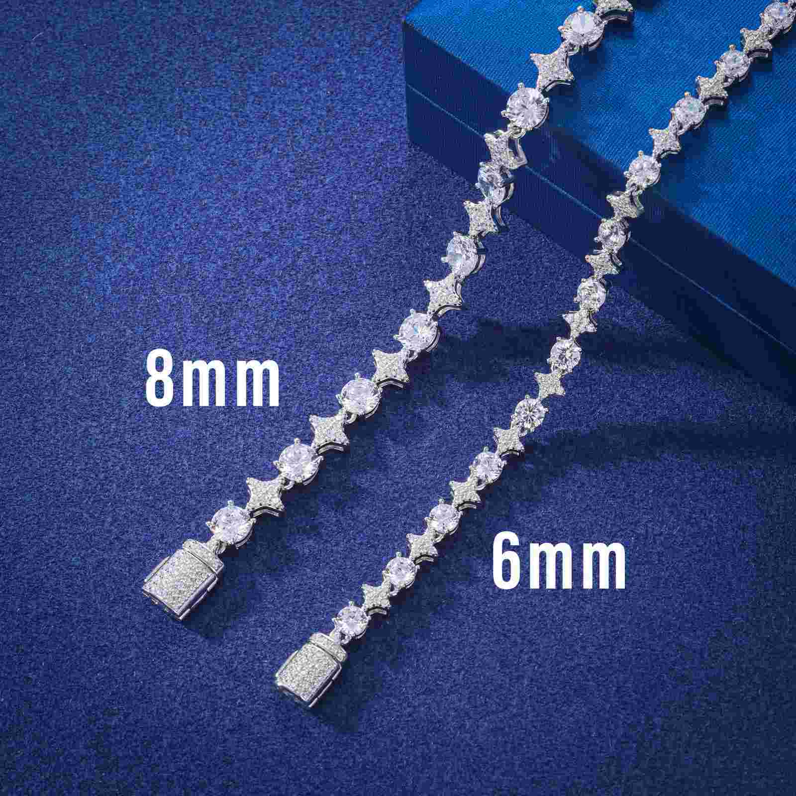 6mm 8mm moissanite star tennis bracelet comparison