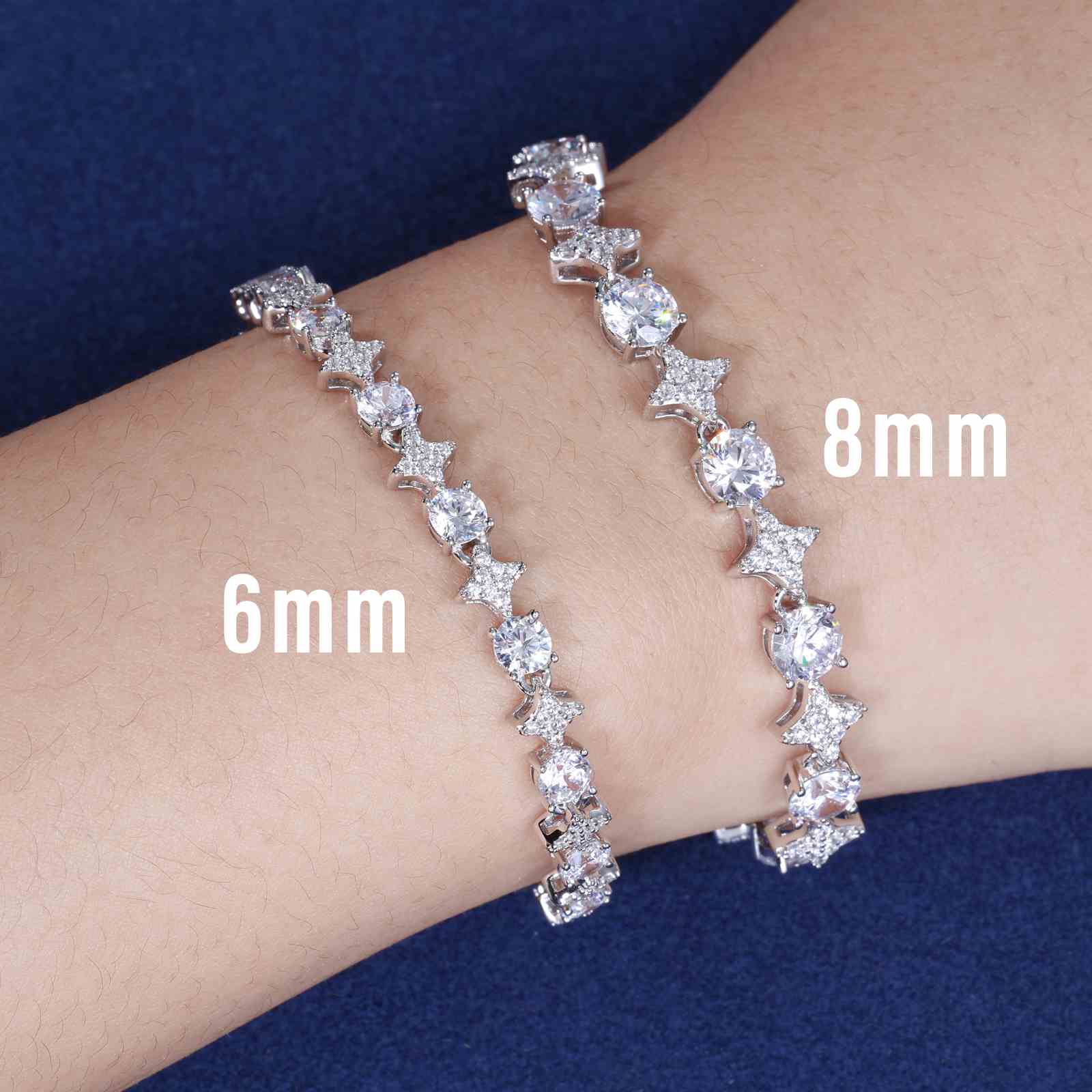 6mm 8mm moissanite star tennis bracelet