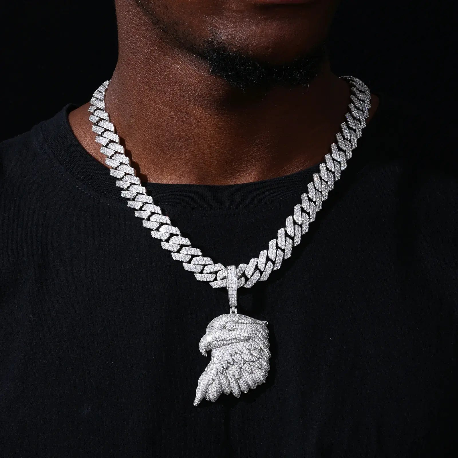 S925 Moissanite Bald Eagle Head Pendant