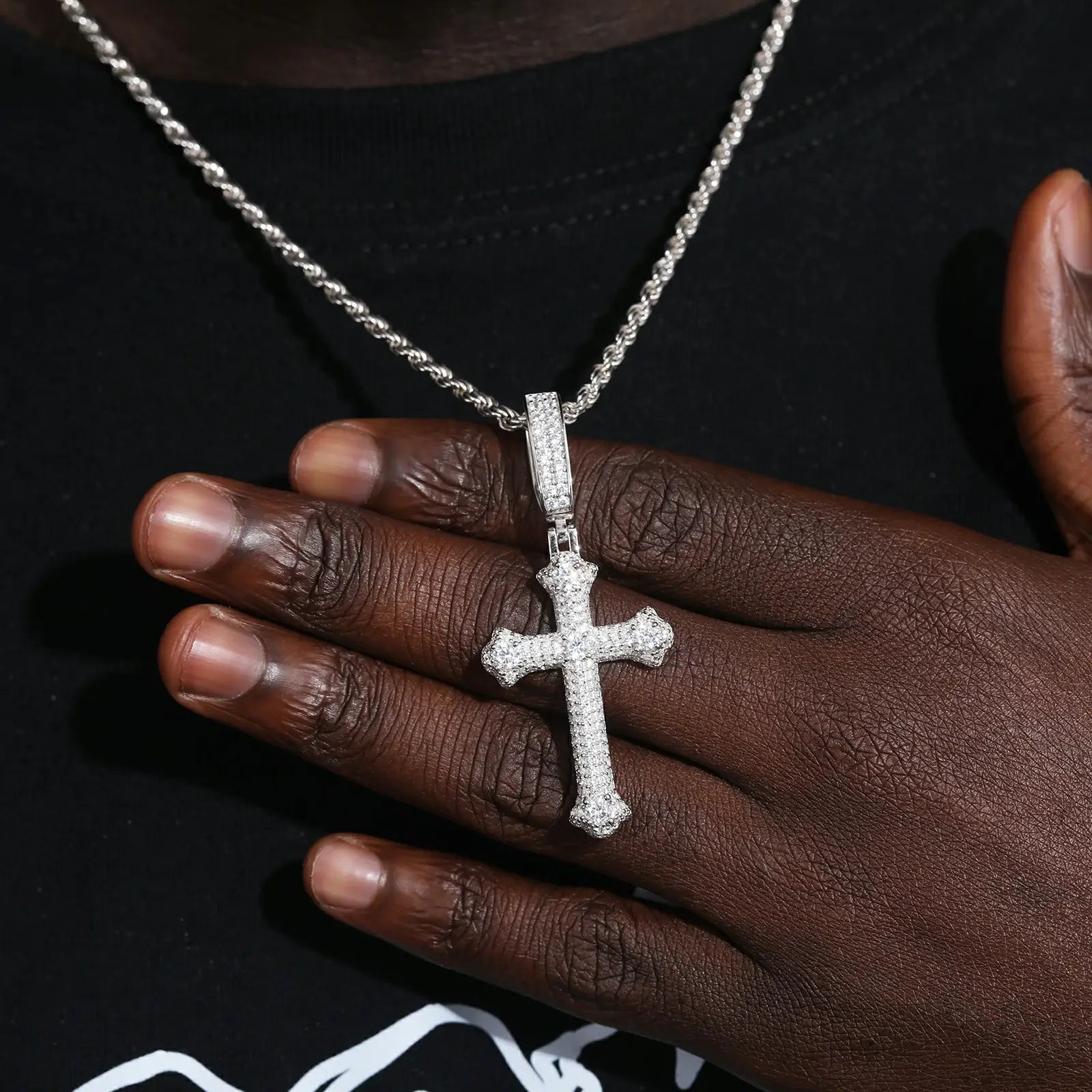 S925 Moissanite Latin Cross Pendant