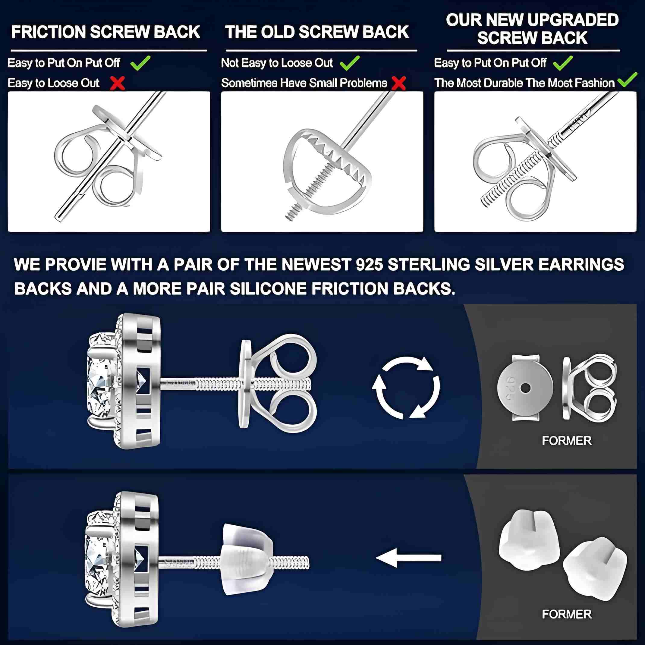 S925 Moissanite Halo Stud Earrings