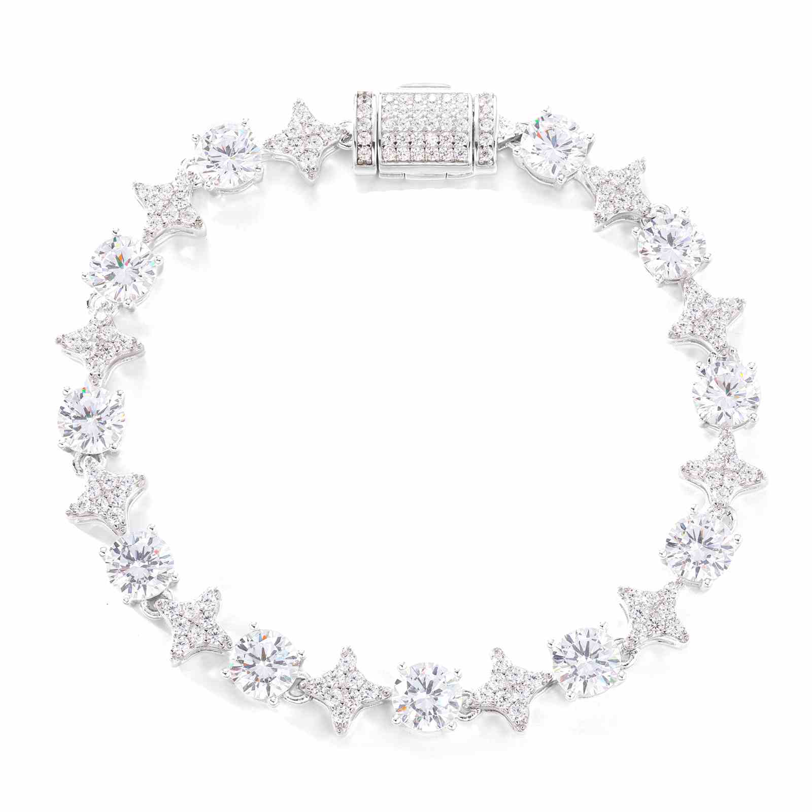 8mm 925 sterling silver moissanite star tennis bracelet