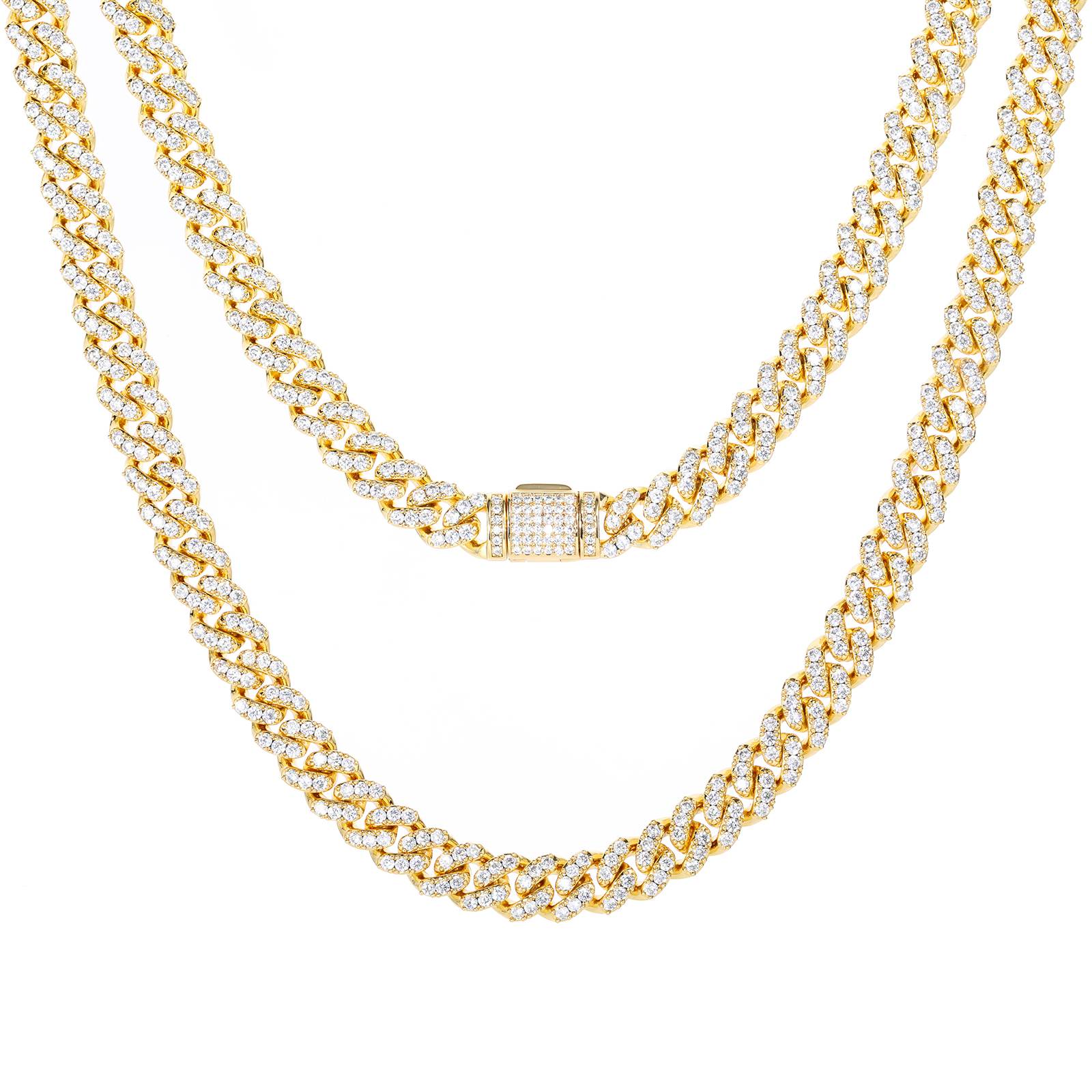 Gold 8mm Cuban Link Chain hanging on a jewelry stand, ideal for luxury gifting or minimalist hip hop jewelry collections