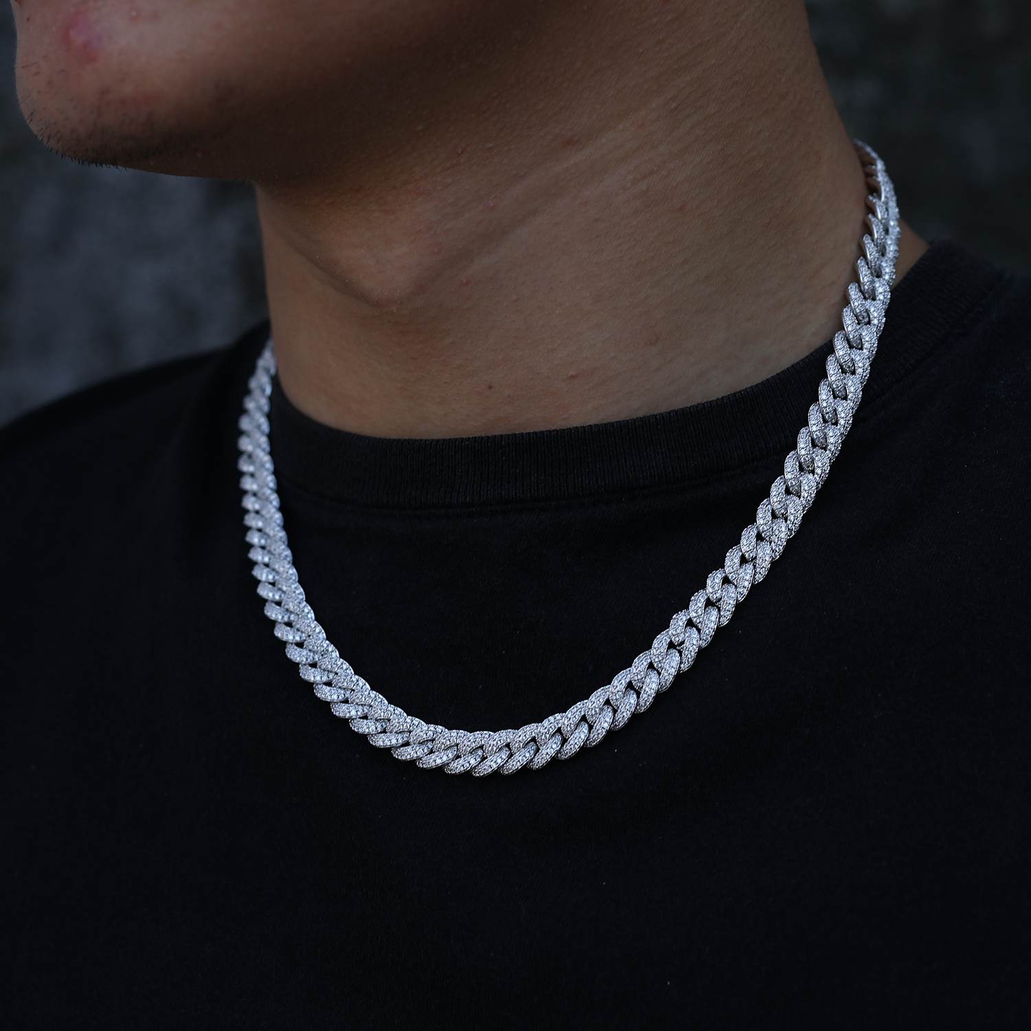 8mm silver cuban link chain