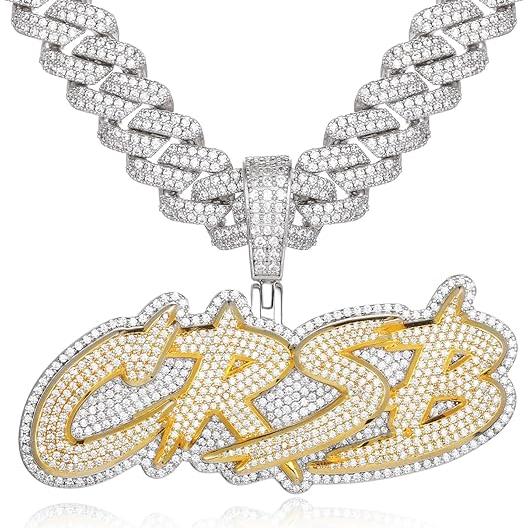 925 sterling silver customized cursive letter pendant in 2 tone color