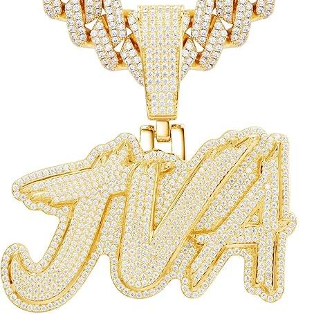925 sterling silver customized cursive letter pendant in gold