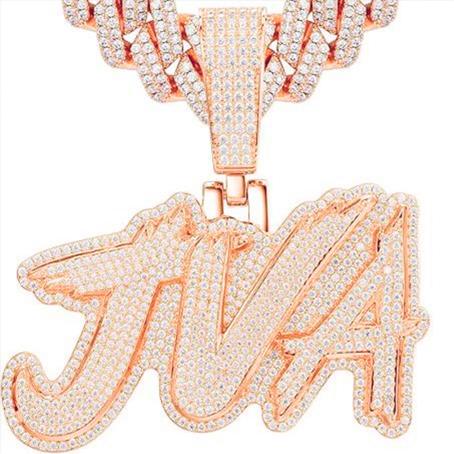 925 sterling silver customized cursive letter pendant in rose gold