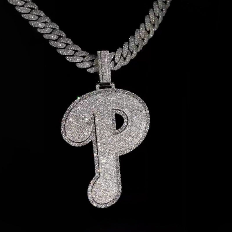 S925 Moissanite Sparkle Letter P Pendant