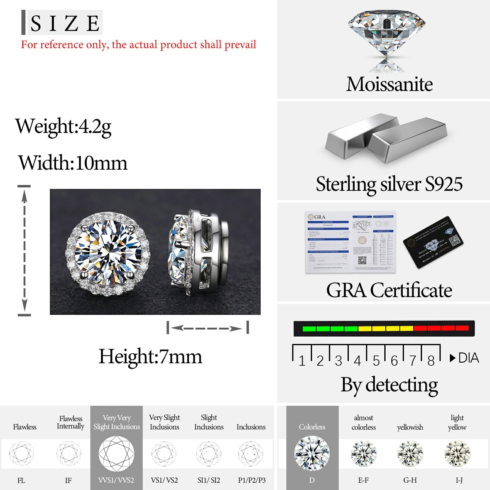 S925 Moissanite Magnetic Halo Stud Earrings