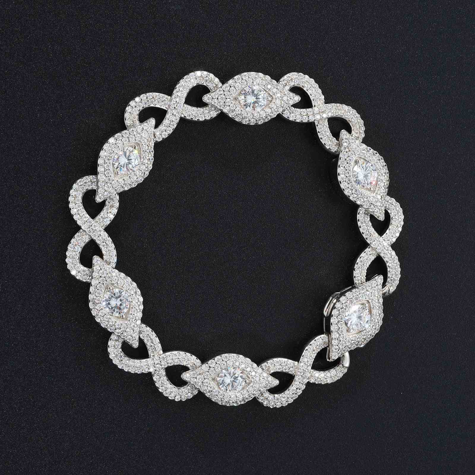 10mm S925 Moissanite Infinity Evil Eye Bracelet