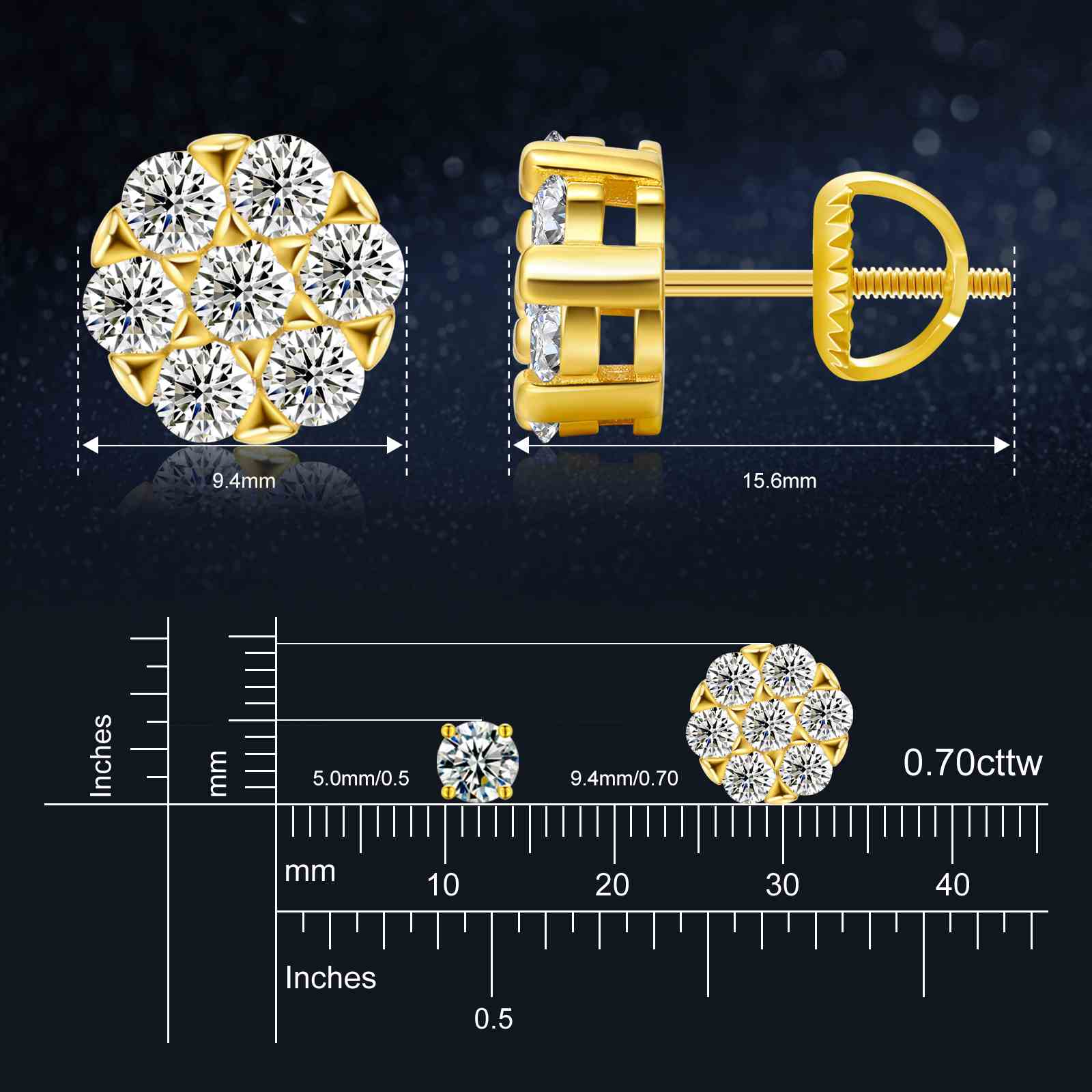 VVS Moissanite Cluster Flower Stud Earrings
