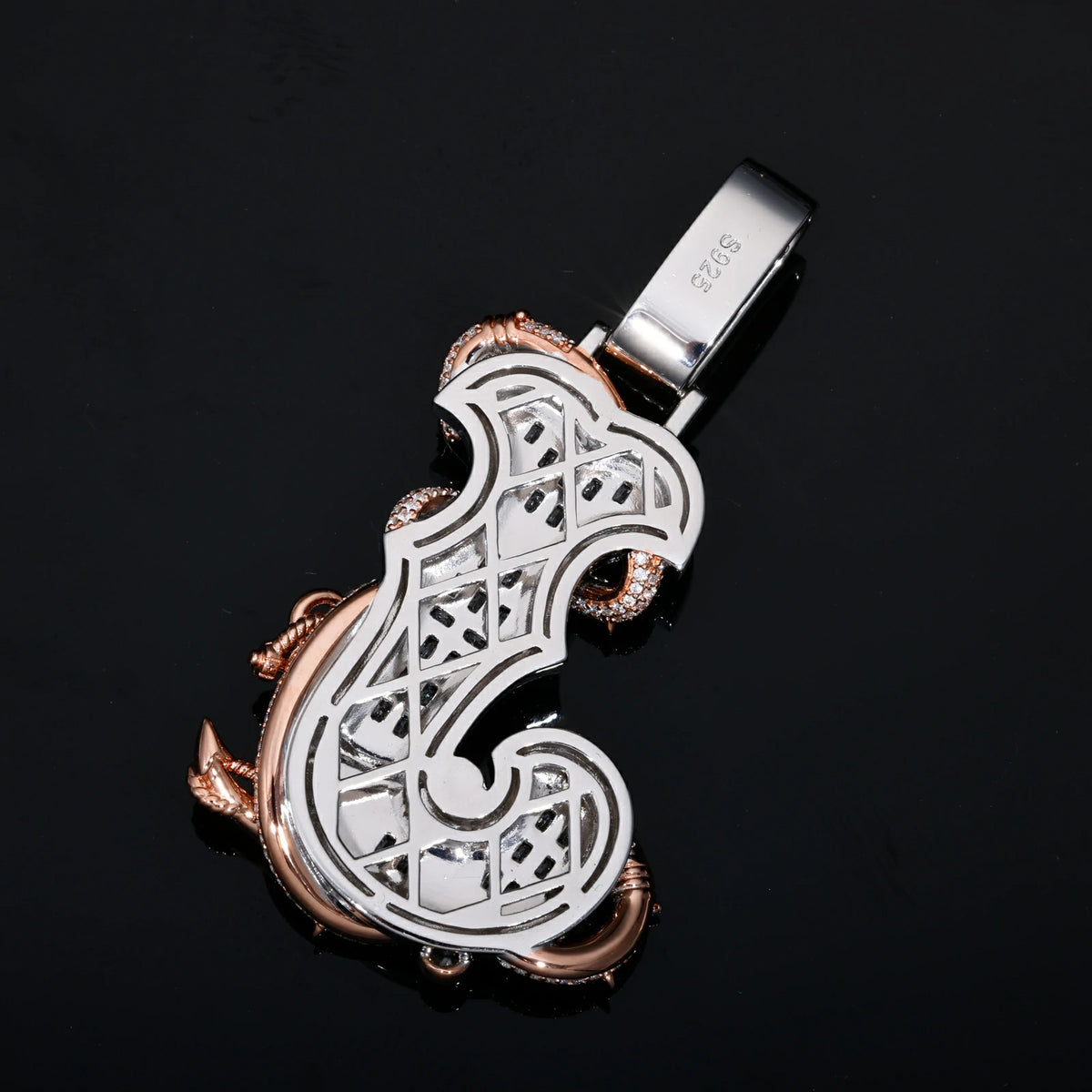 S925 Baguette Moissanite Anchor Thorns Letter J Pendant
