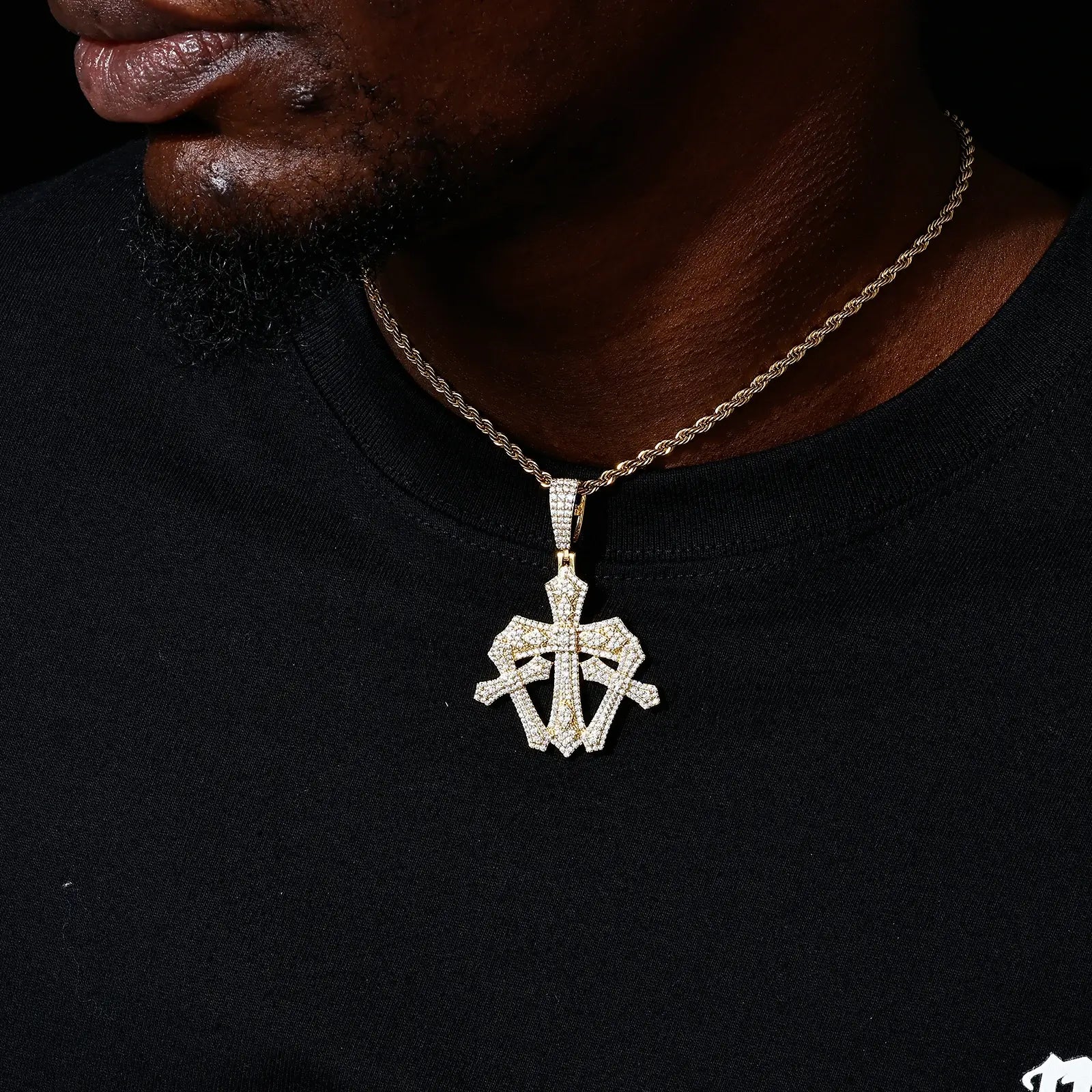 S925 Moissanite Triple Iris Cross Pendant