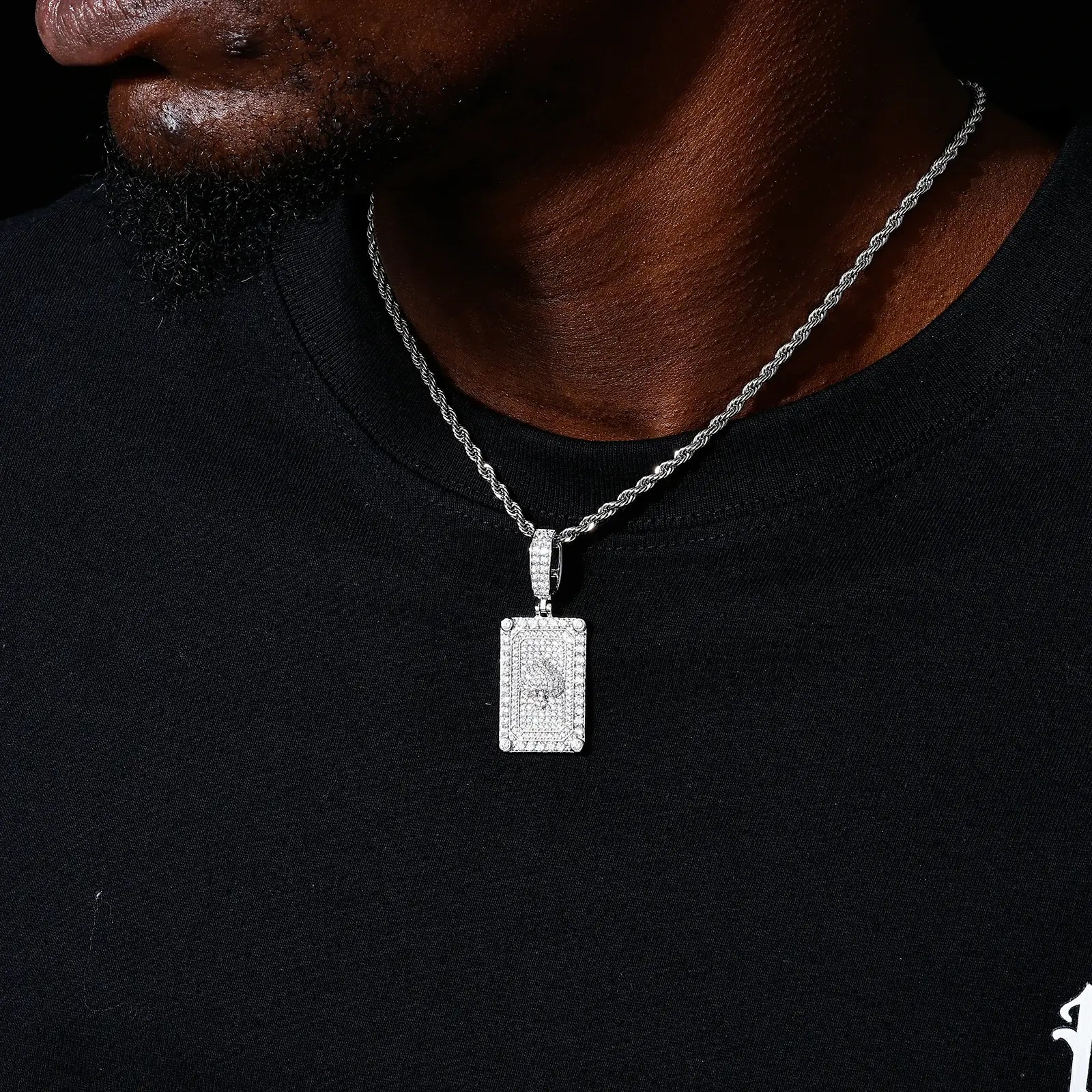 S925 Moisanite Spade Dog Tag Pendant