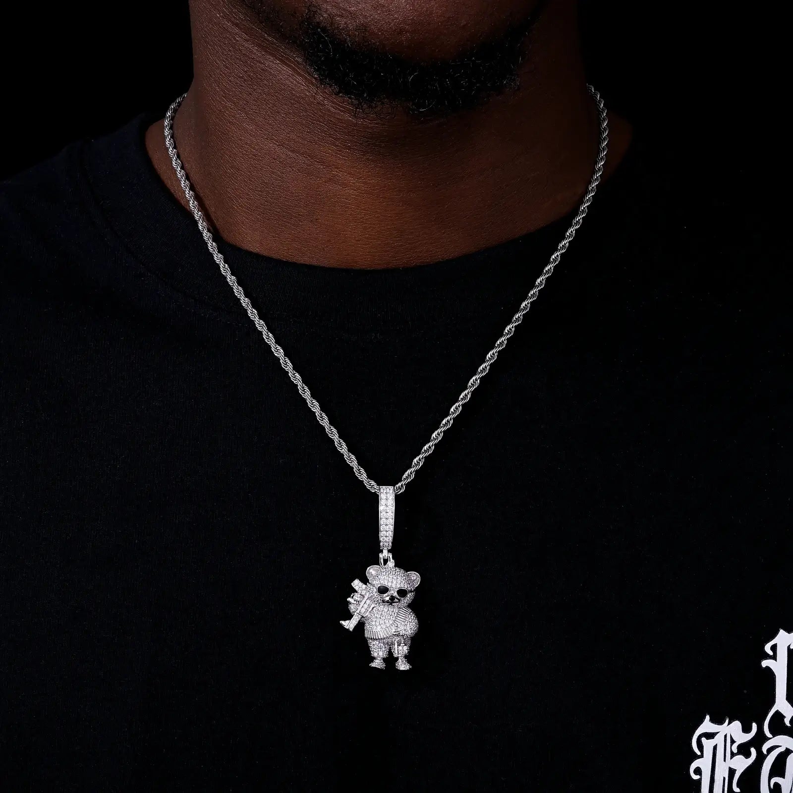 S925 Moissanite Armed Little Bear Pendant