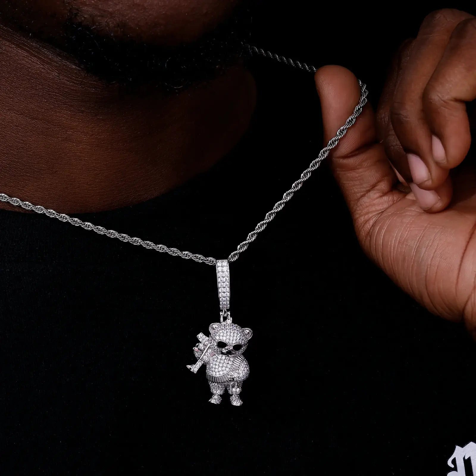 S925 Moissanite Armed Little Bear Pendant